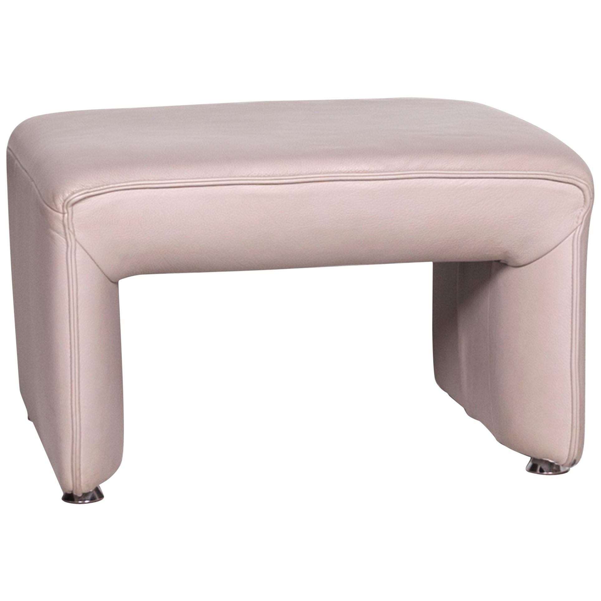 Laauser Flair Leather Stool Gray Footstool For Sale