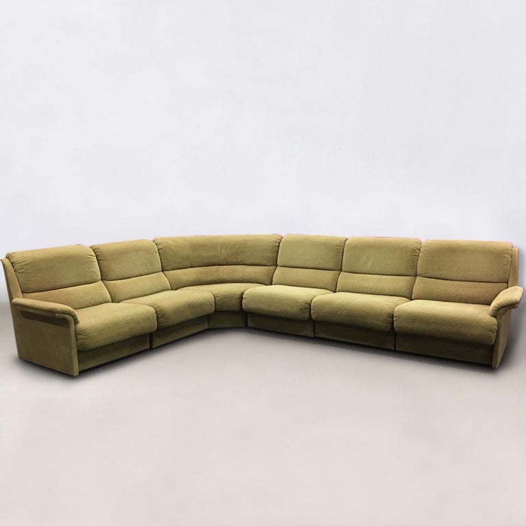 Laauser Large Vintage Sectional Green Sofa, 1960s For Sale at 1stdibs
