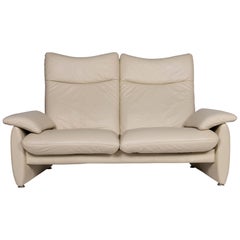 Laauser Leather Cream Sofa Two-Seat Relax Function Function Couch