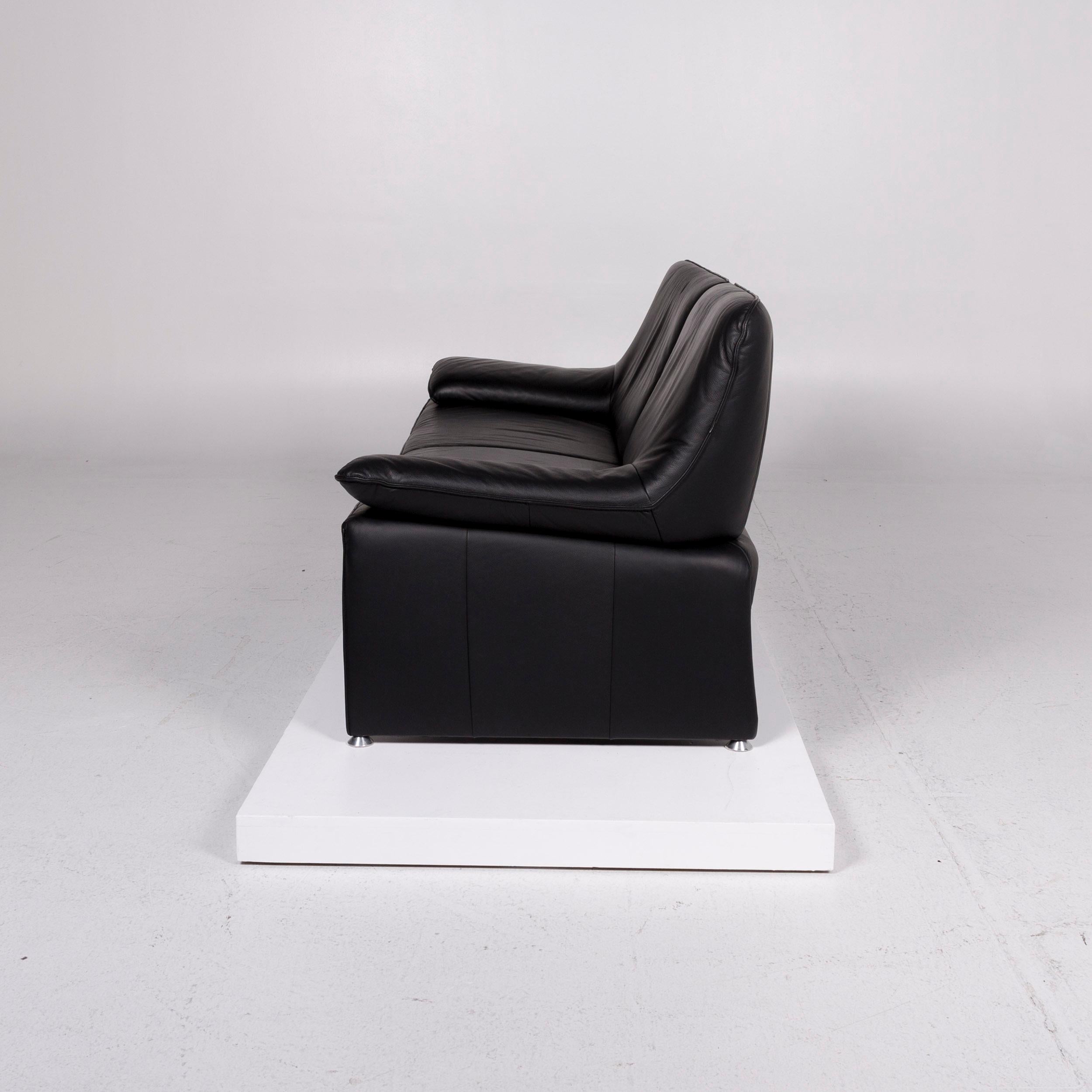 Laauser Leather Sofa Black Three-Seat Couch 3
