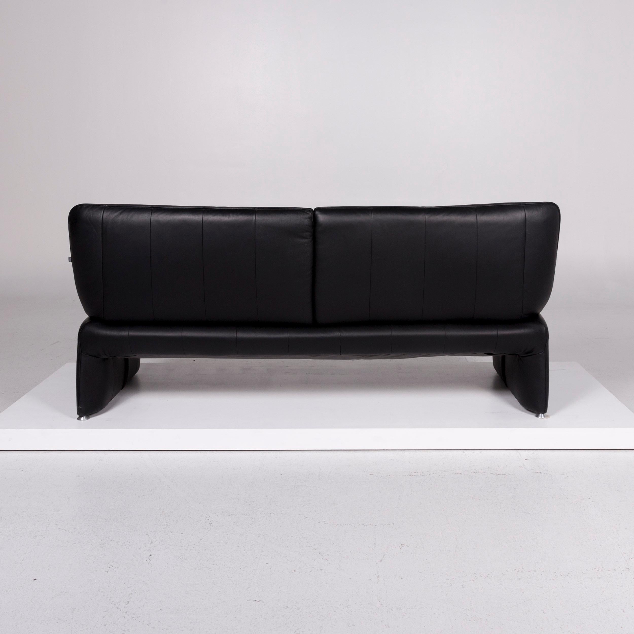Laauser Leather Sofa Black Three-Seat Couch 2