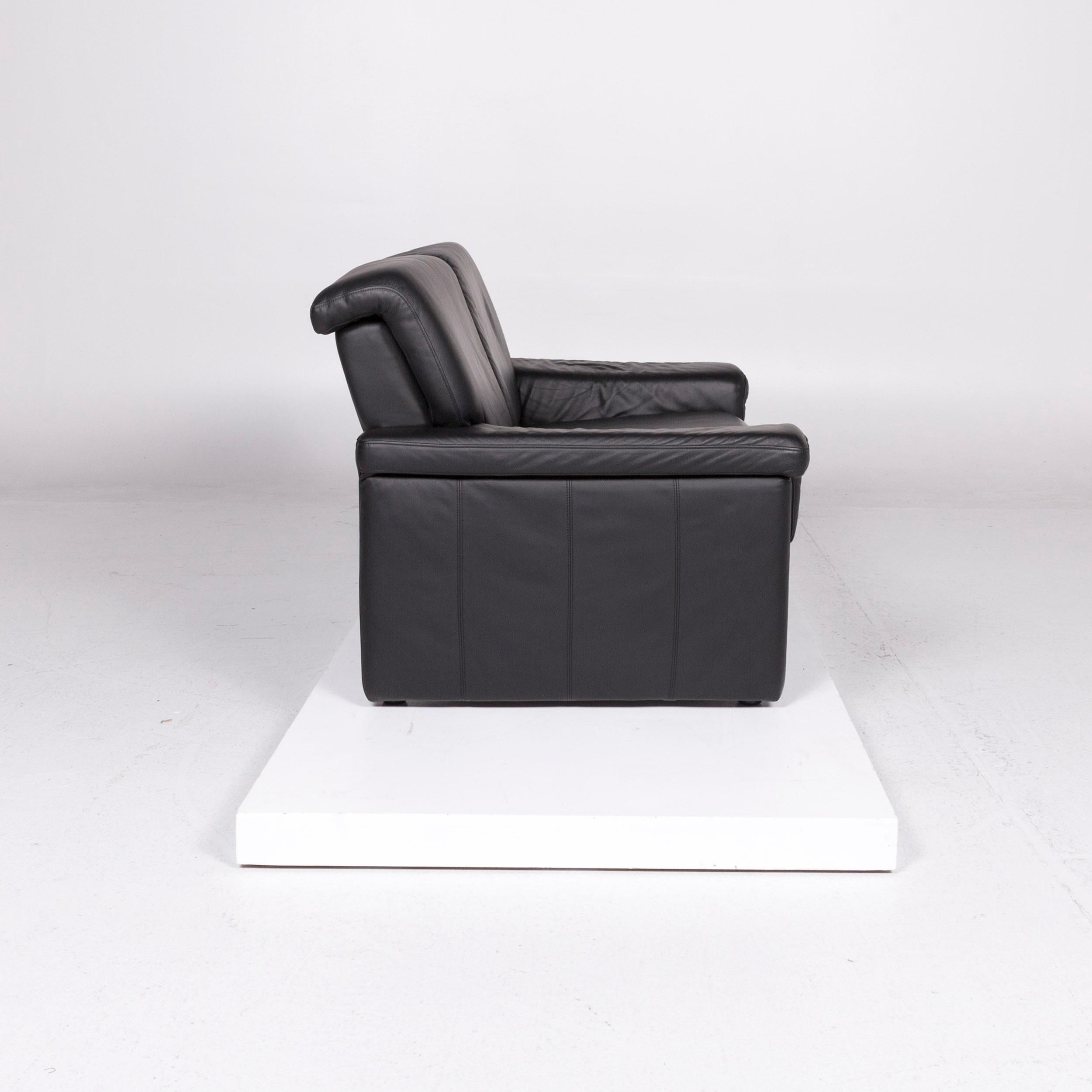 Laauser Leather Sofa Black Two-Seat Couch 1