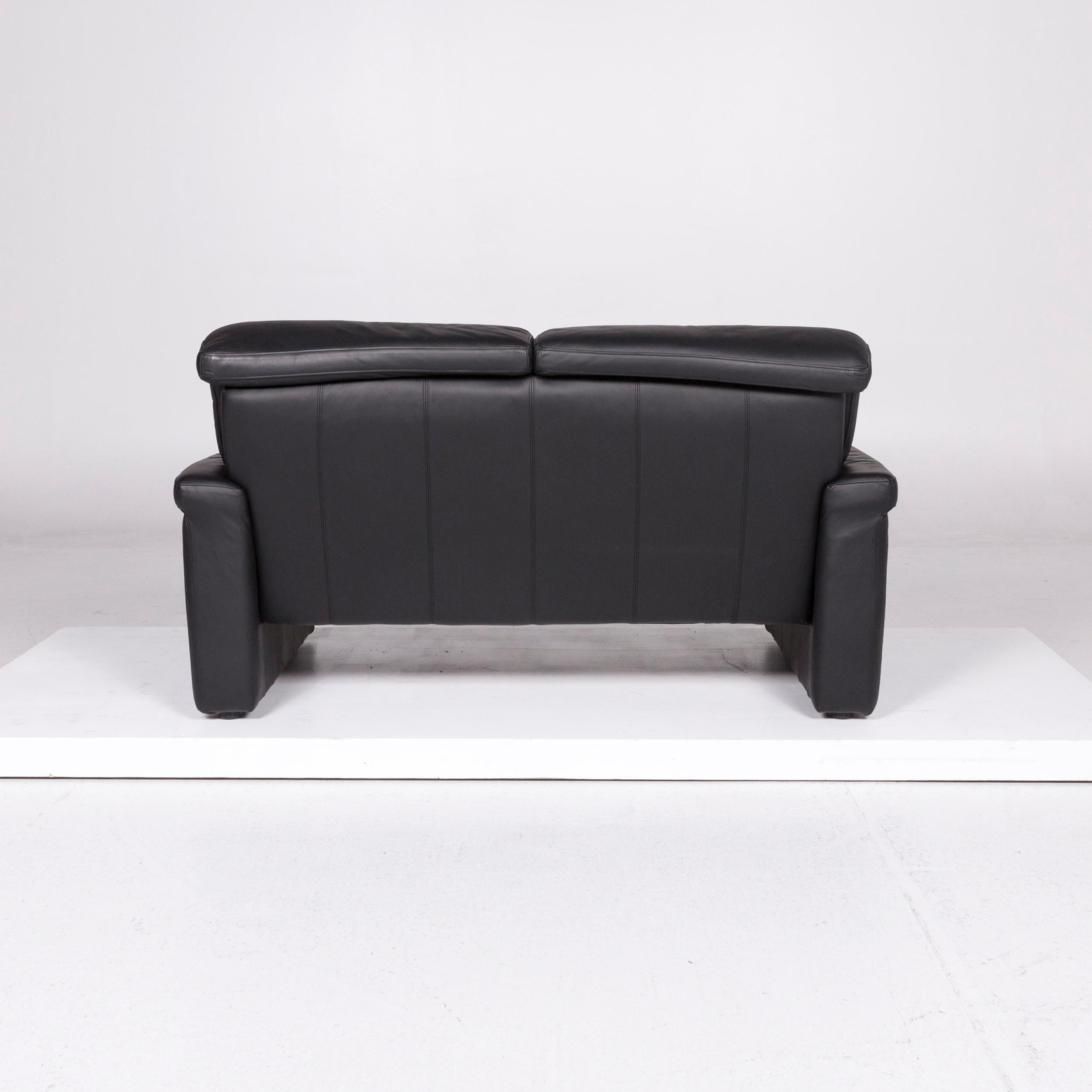 Laauser Leather Sofa Black Two-Seat Couch 2