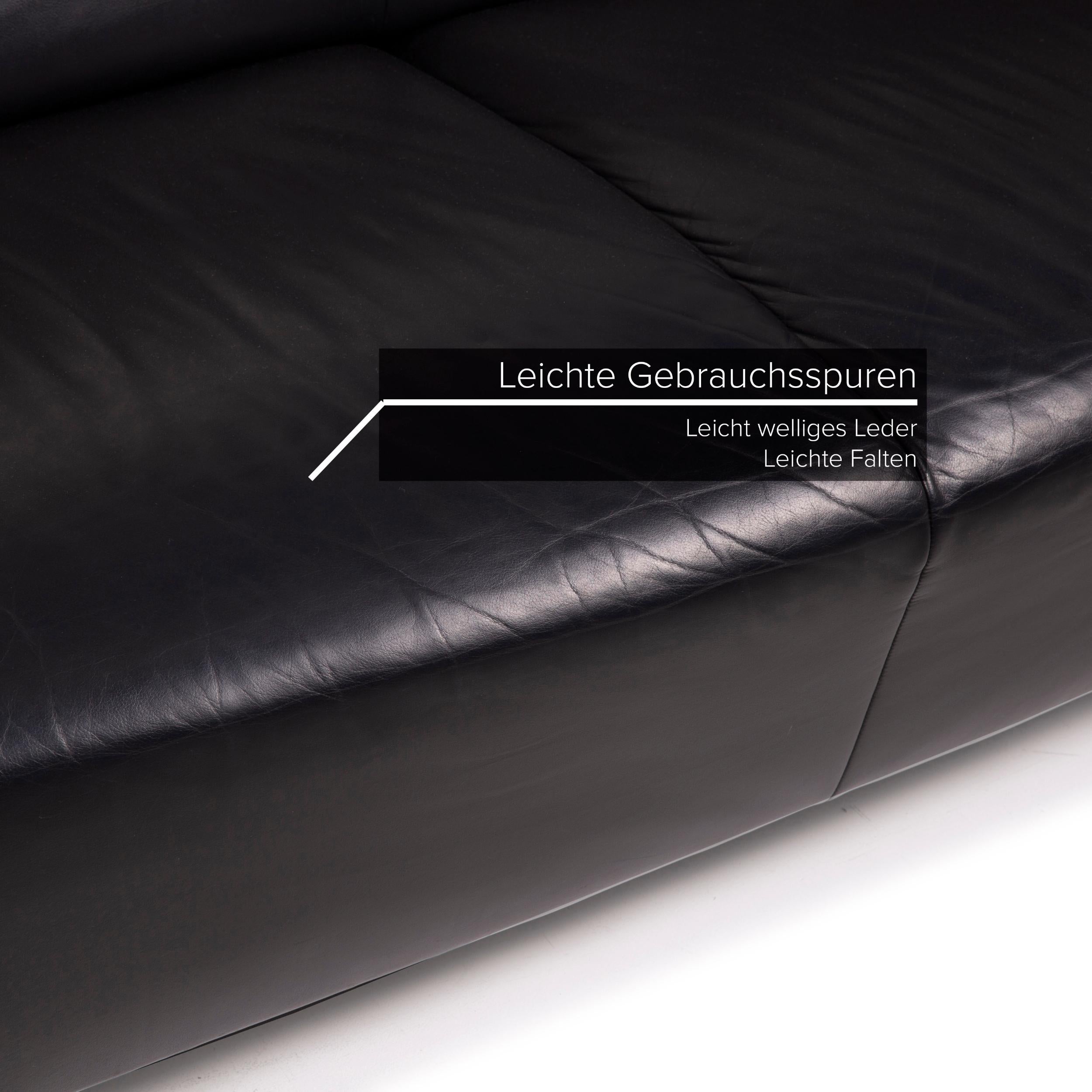 Modern Laauser Leather Sofa Black Two-Seater For Sale