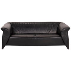 Laauser Leder-Sofa, schwarzes Zweisitzer