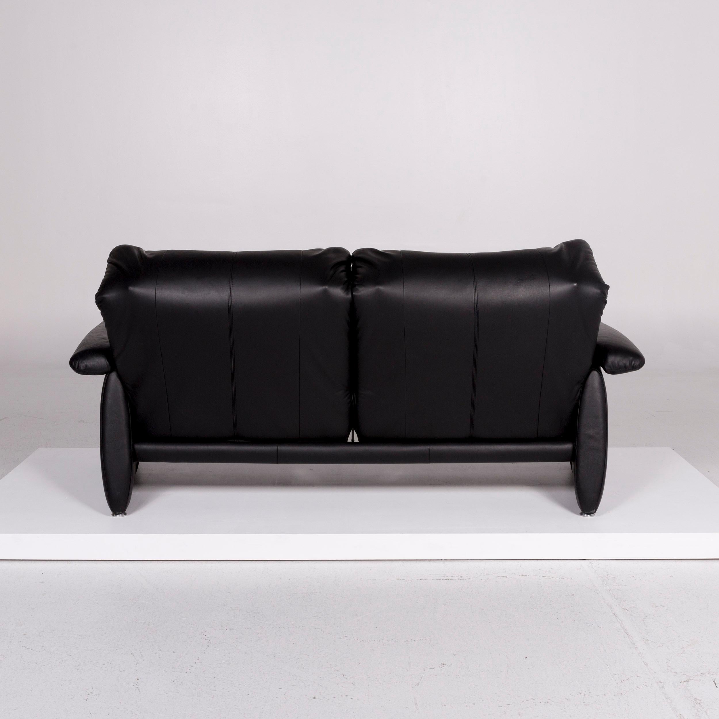 Laauser Leather Sofa Black Two-Seat Function Couch For Sale 2