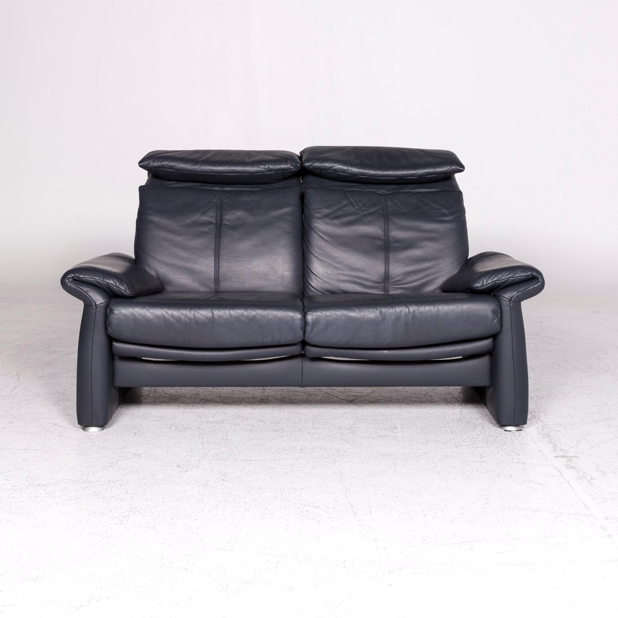 Laauser Leder-Sofa Blaue Zweisitzer-Kommode (Moderne)