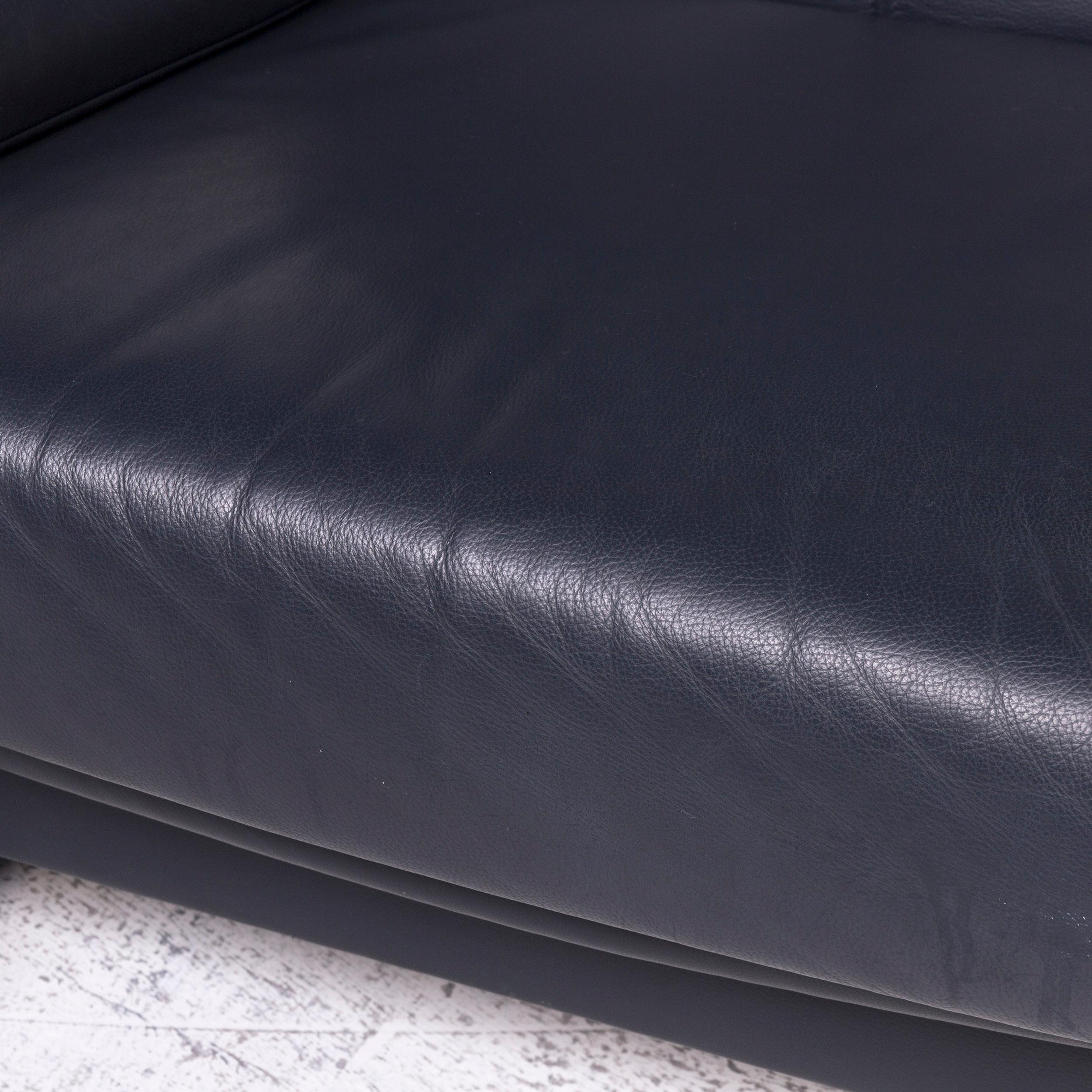 Laauser Leder-Sofa Blaue Zweisitzer-Kommode im Zustand „Gut“ in Cologne, DE