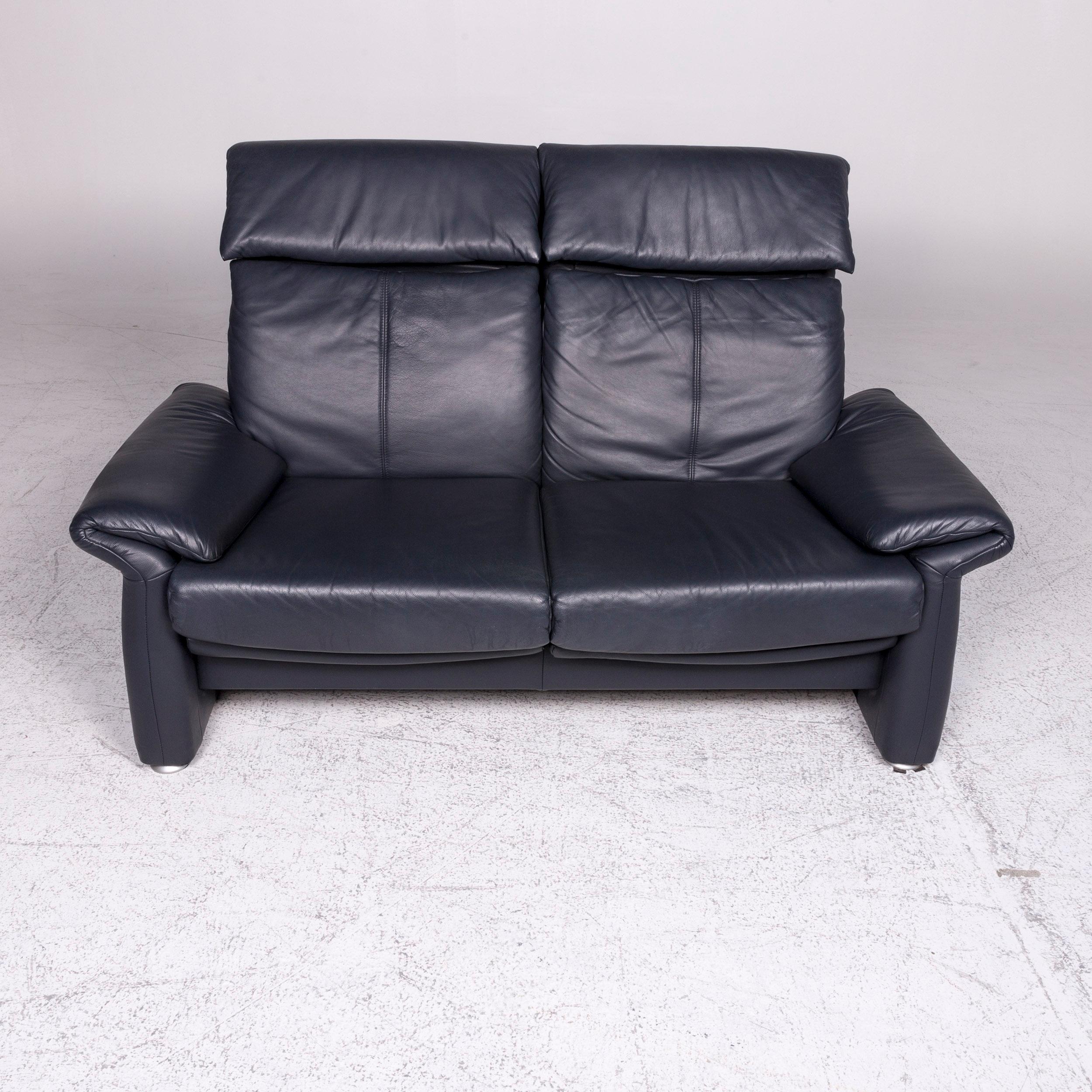 Laauser Leder-Sofa Blaue Zweisitzer-Kommode (21. Jahrhundert und zeitgenössisch)