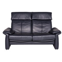 Laauser Leather Sofa Blue Two-Seat Canapé