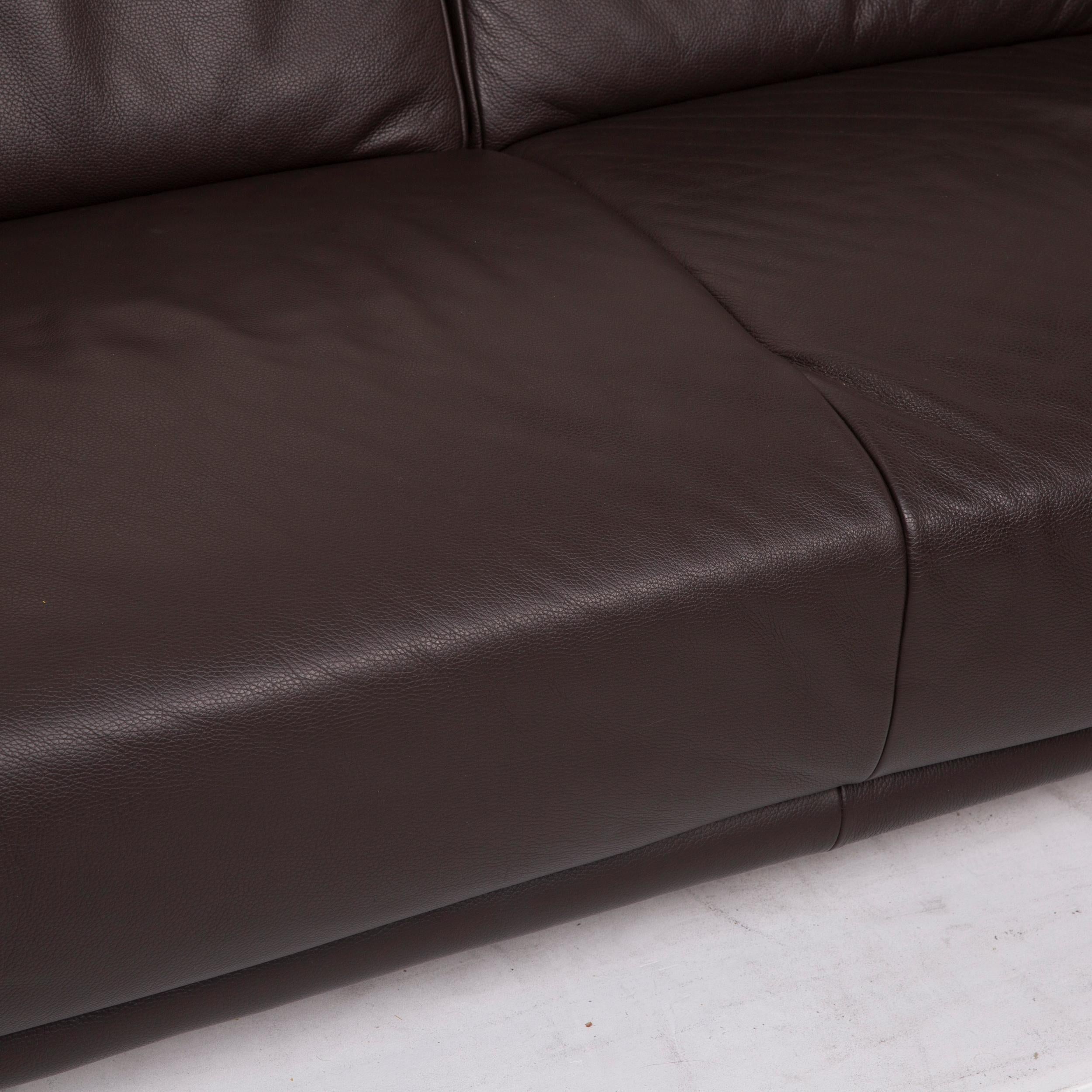 German Laauser Leather Sofa Brown Corner Sofa Dark Brown For Sale