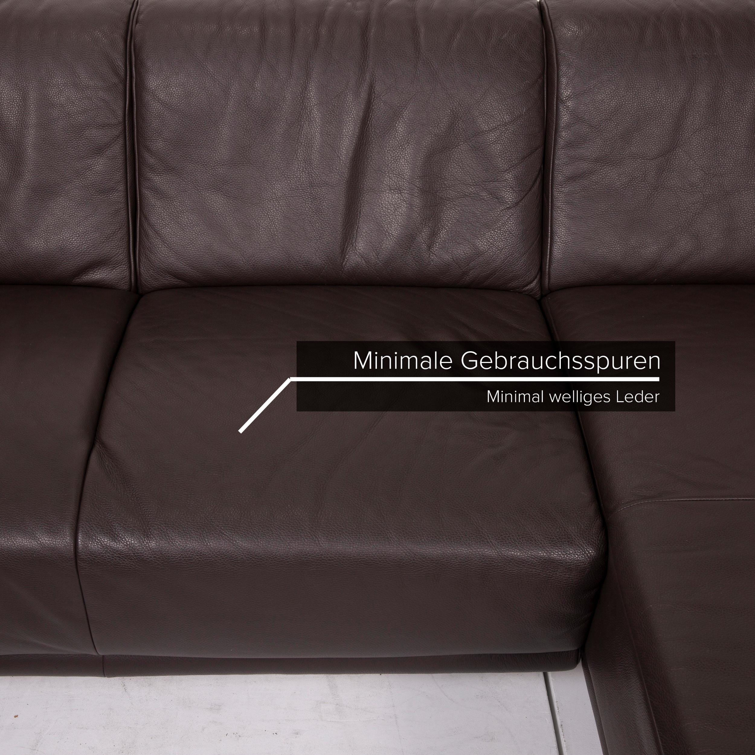 Laauser Leather Sofa Brown Corner Sofa Dark Brown In Good Condition For Sale In Cologne, DE