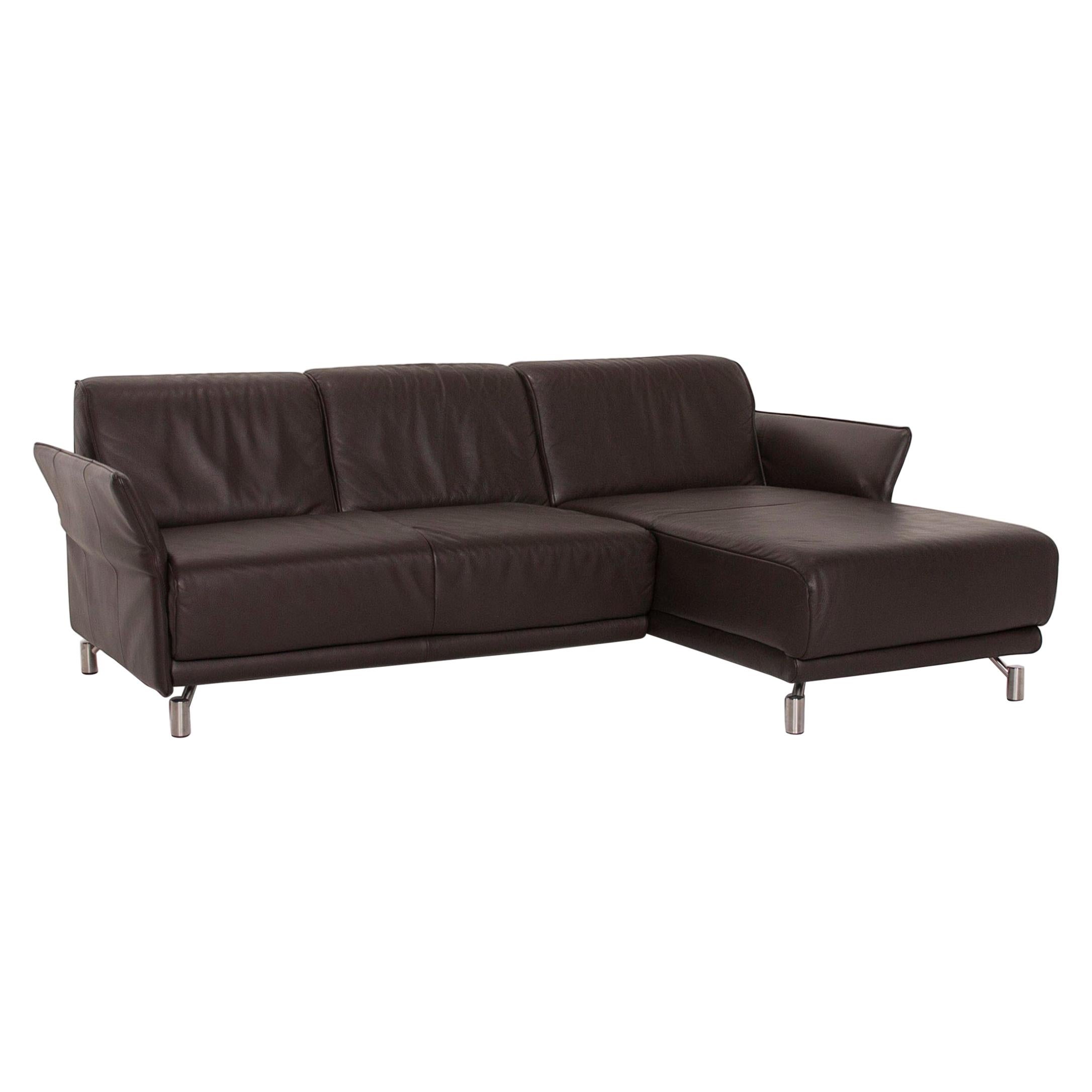 Laauser Leather Sofa Brown Corner Sofa Dark Brown For Sale