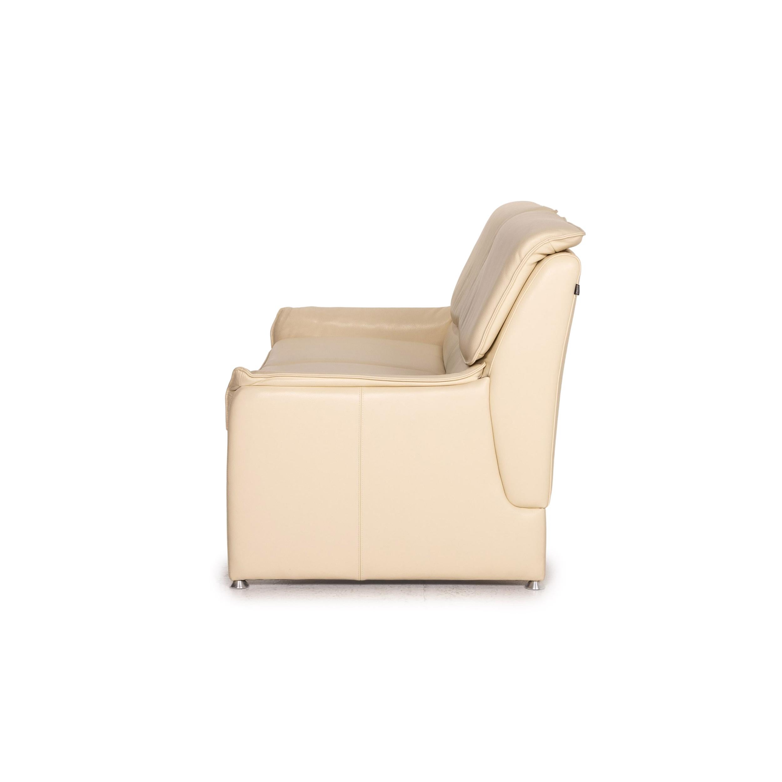 Leder-Sofa Cremefarbene zweisitzige Funktionskommode von Laauser im Angebot 5