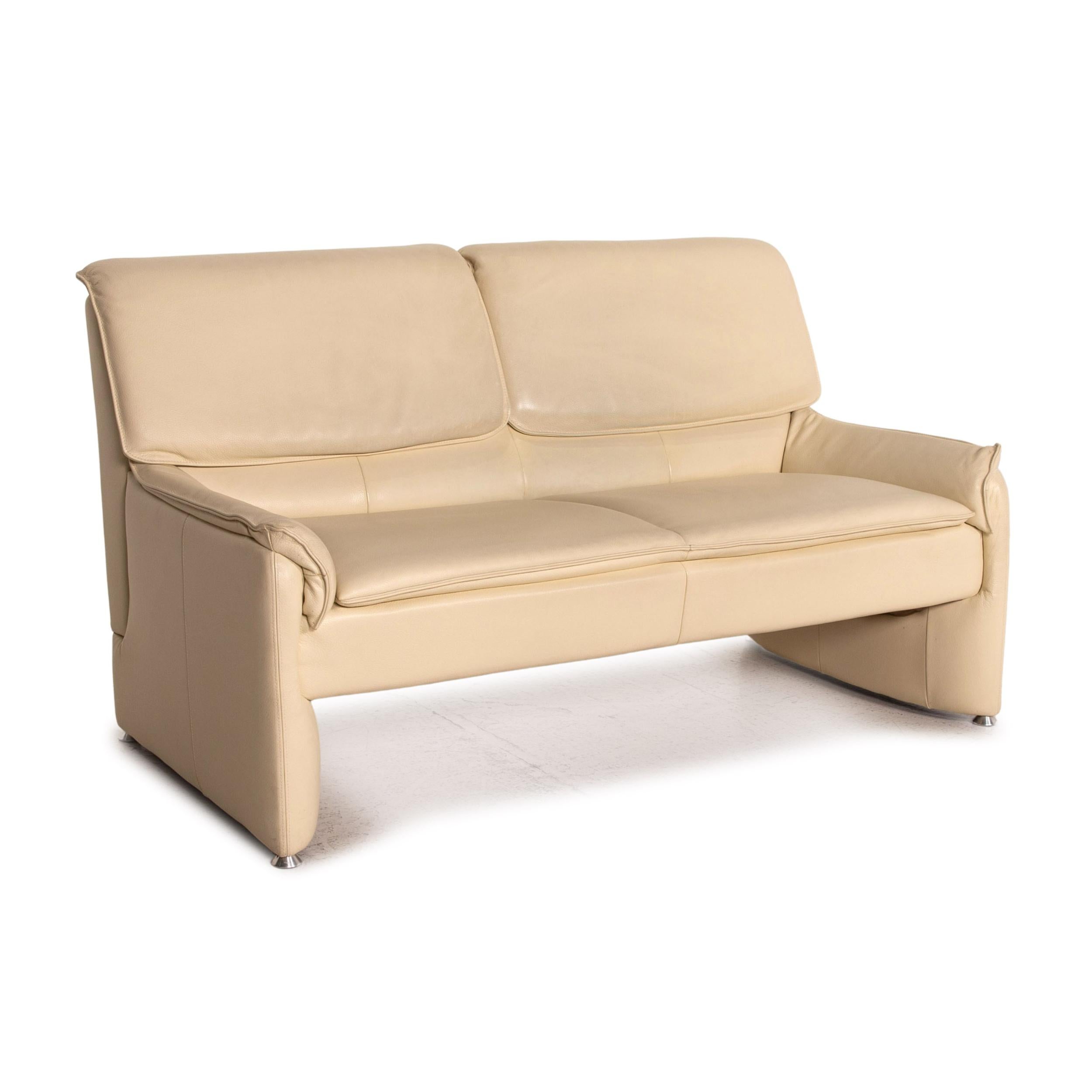 Laauser Leather Sofa Cream Two-Seater Function Couch For Sale 1
