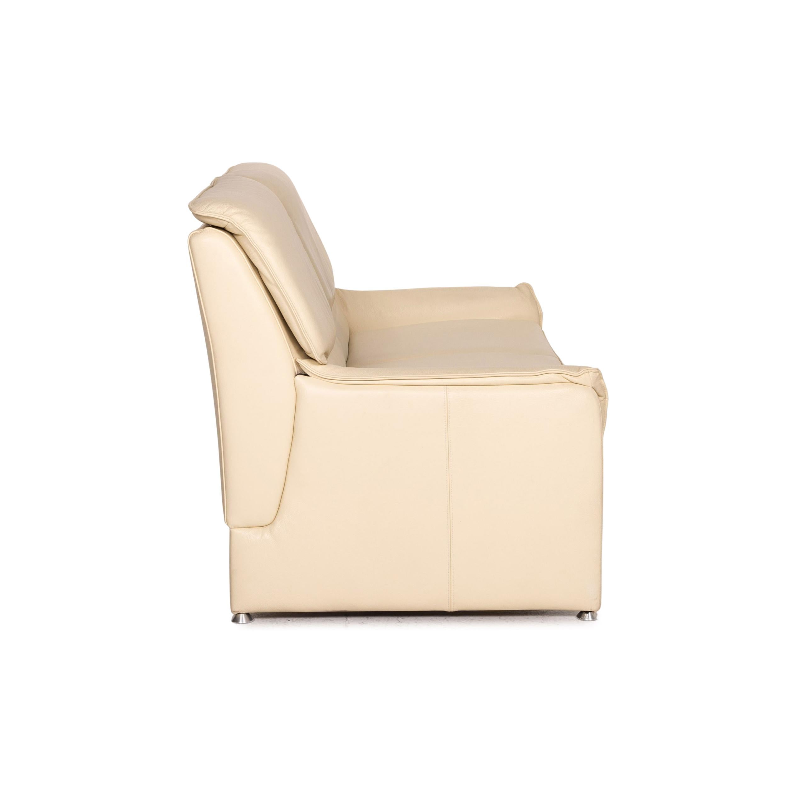 Laauser Leather Sofa Cream Two-Seater Function Couch For Sale 2