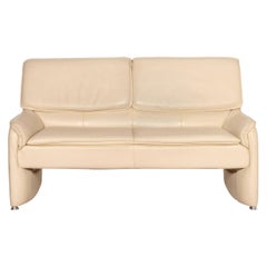 Laauser Leather Sofa Cream Two-Seater Function Couch
