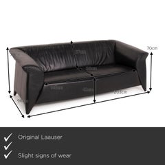 Laauser Leather Sofa Set Black 2x Two-Seater Set