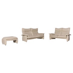 Laauser Leather Sofa Set Cream 1 Dresitzer 1 Two-Seat Relax Function