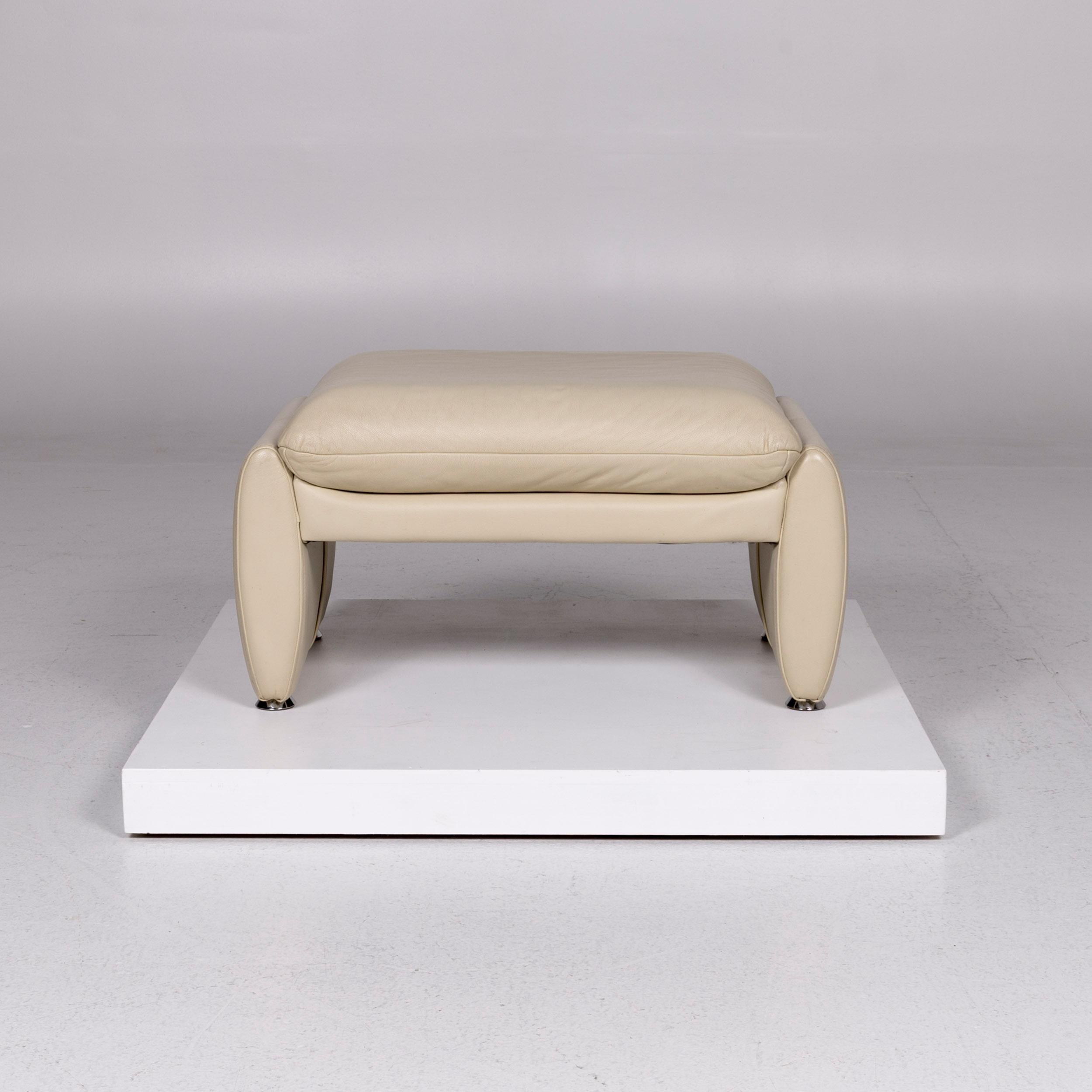 Contemporary Laauser Leather Stool Cream Stool