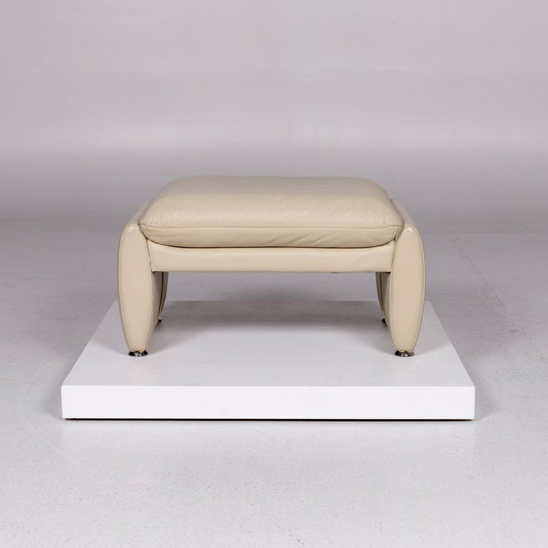 Laauser Leather Stool Cream Stool at 1stDibs