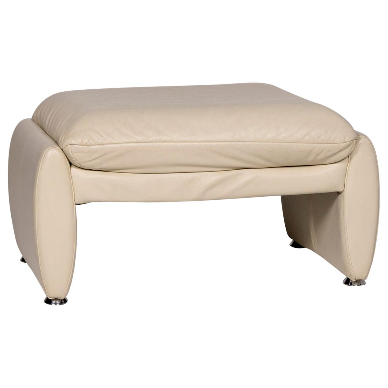 Laauser Leather Stool Cream Stool