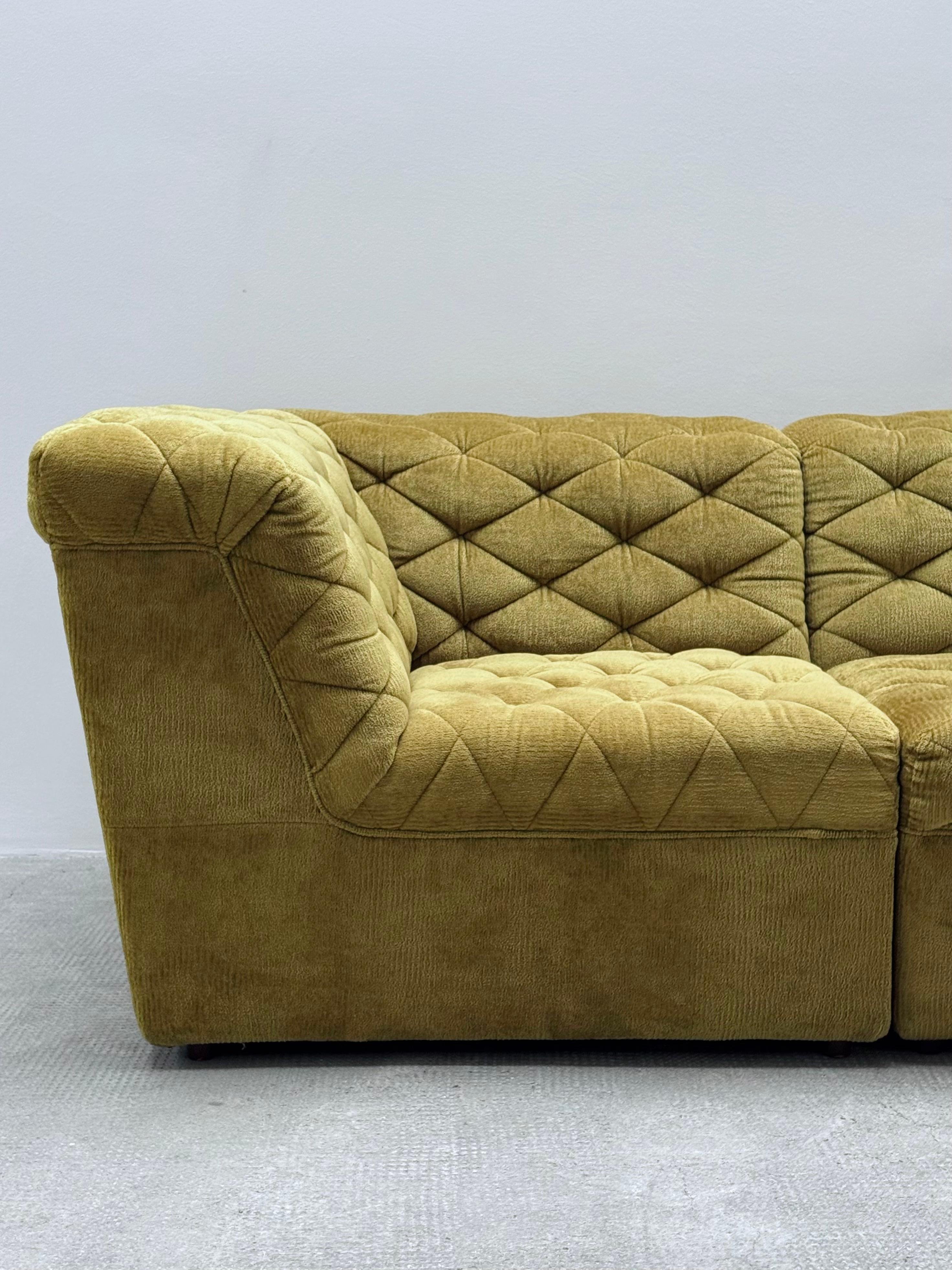 Laauser Modular Sitzgruppe Sofa Sessel Samt grün gold, Deutschland 1970s 11