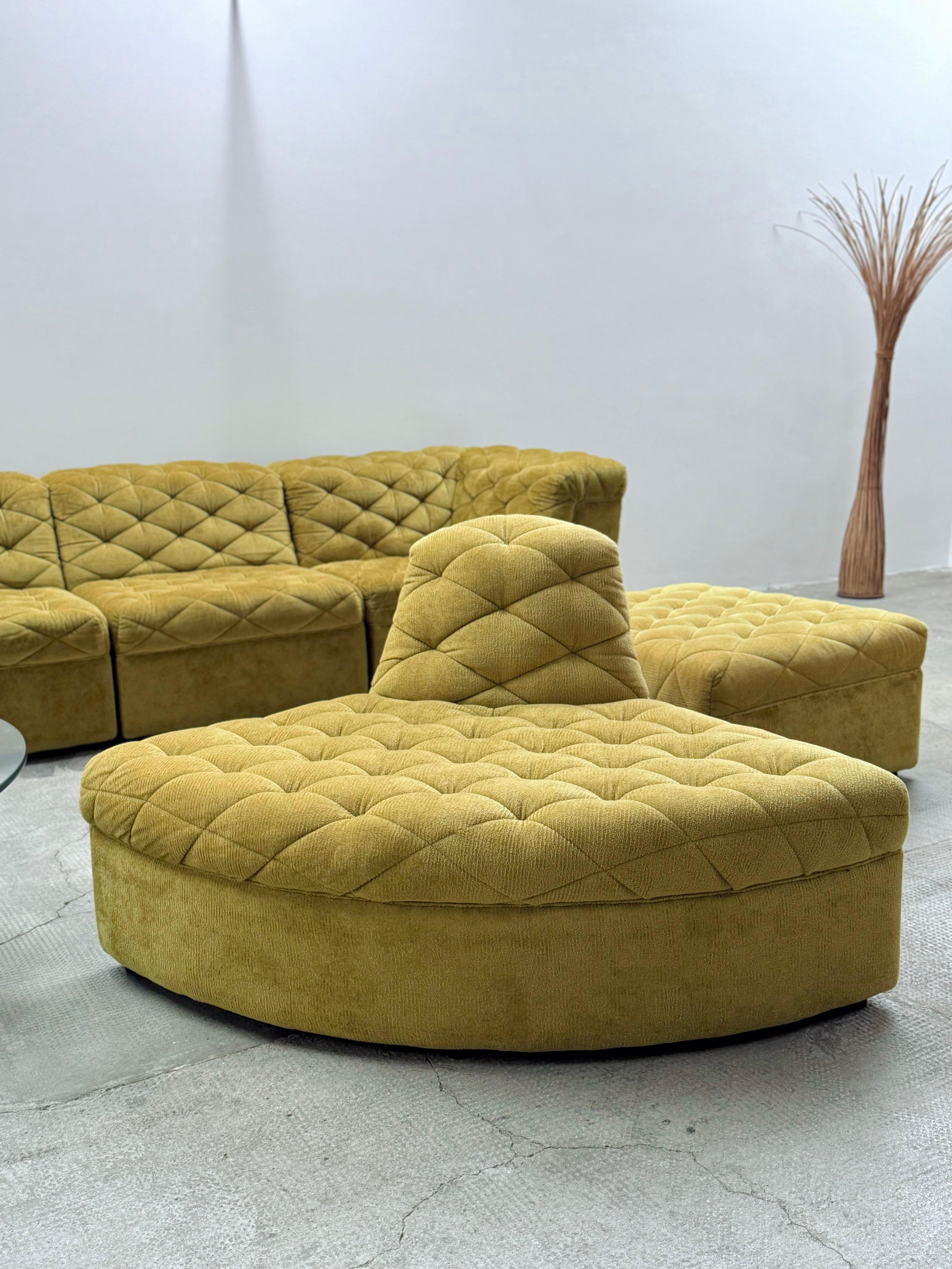 Laauser Modular Sitzgruppe Sofa Sessel Samt grün gold, Deutschland 1970s 12