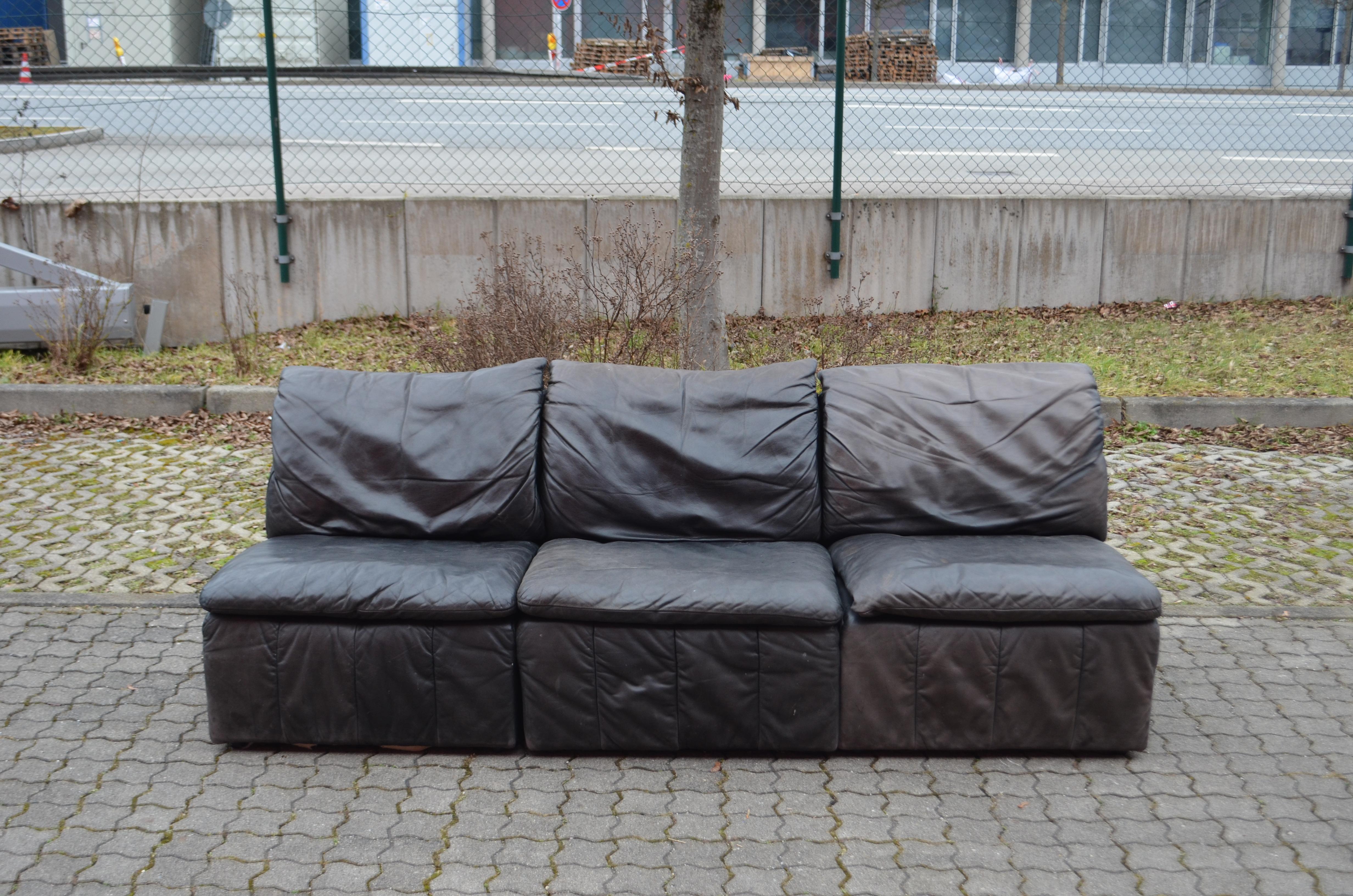 Canapé modulaire sectionnel en cuir patchwork vintage Laauser, 1970 en vente 11