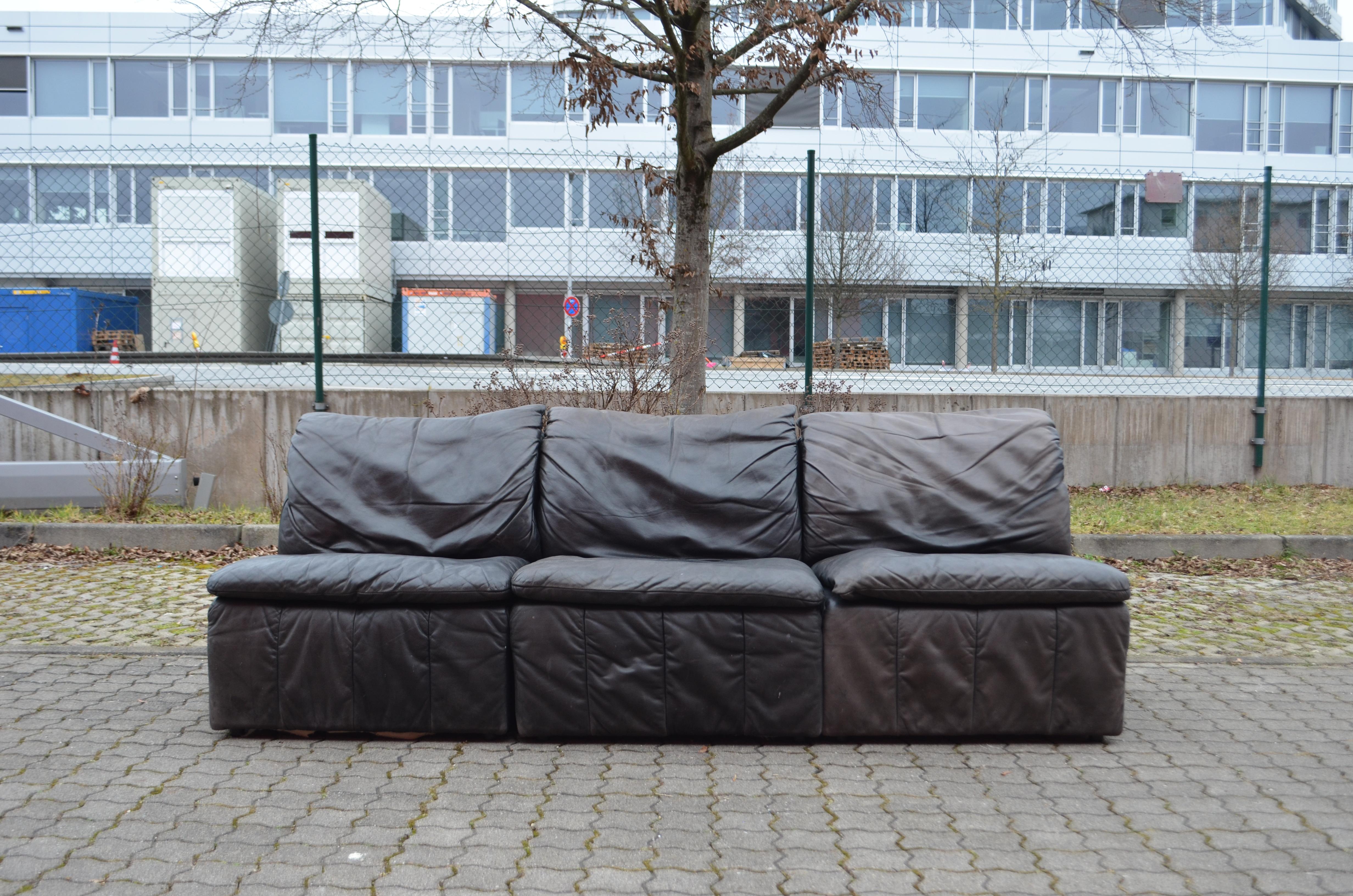 Mid-Century Modern Canapé modulaire sectionnel en cuir patchwork vintage Laauser, 1970 en vente