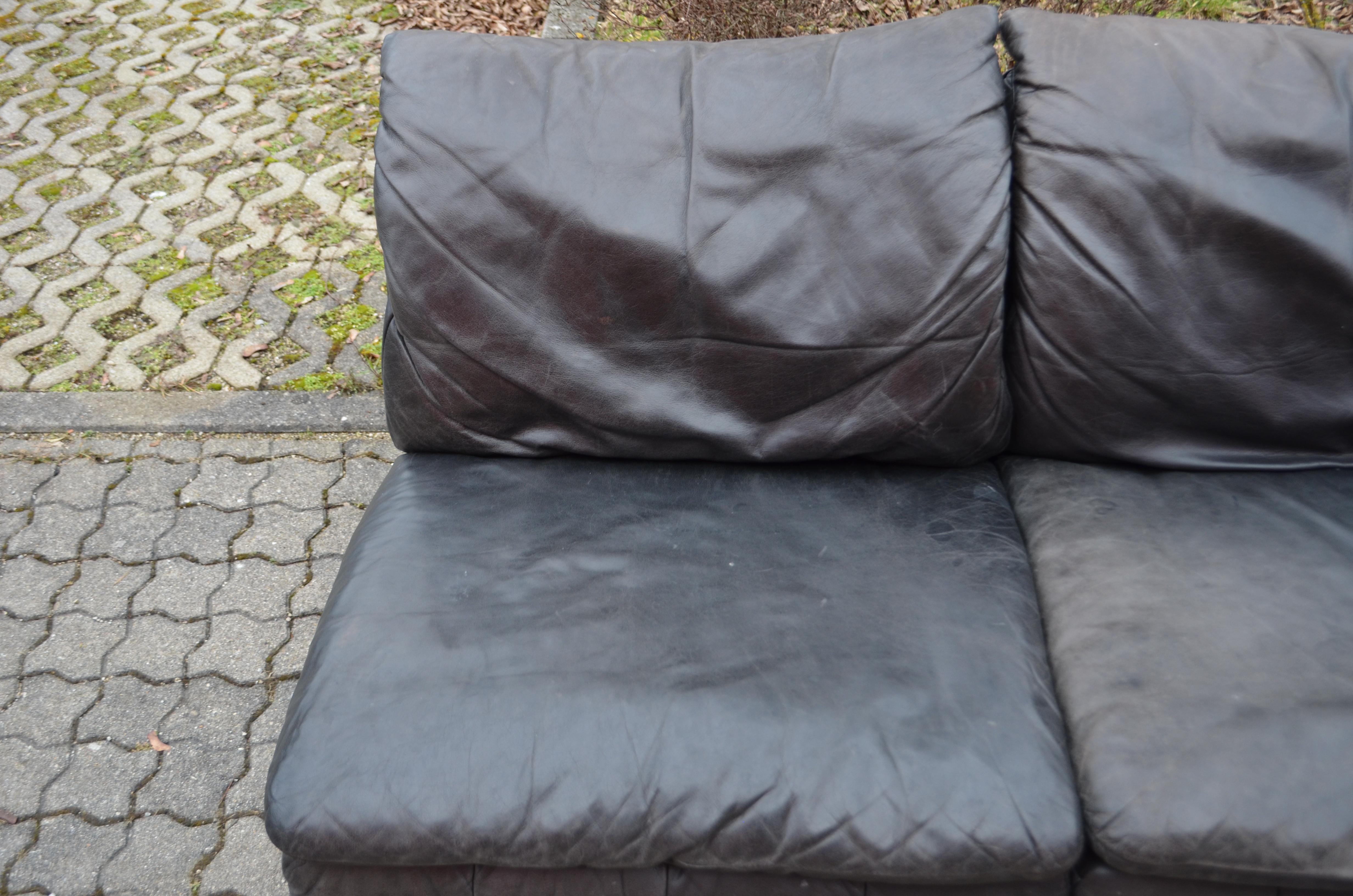Allemand Canapé modulaire sectionnel en cuir patchwork vintage Laauser, 1970 en vente