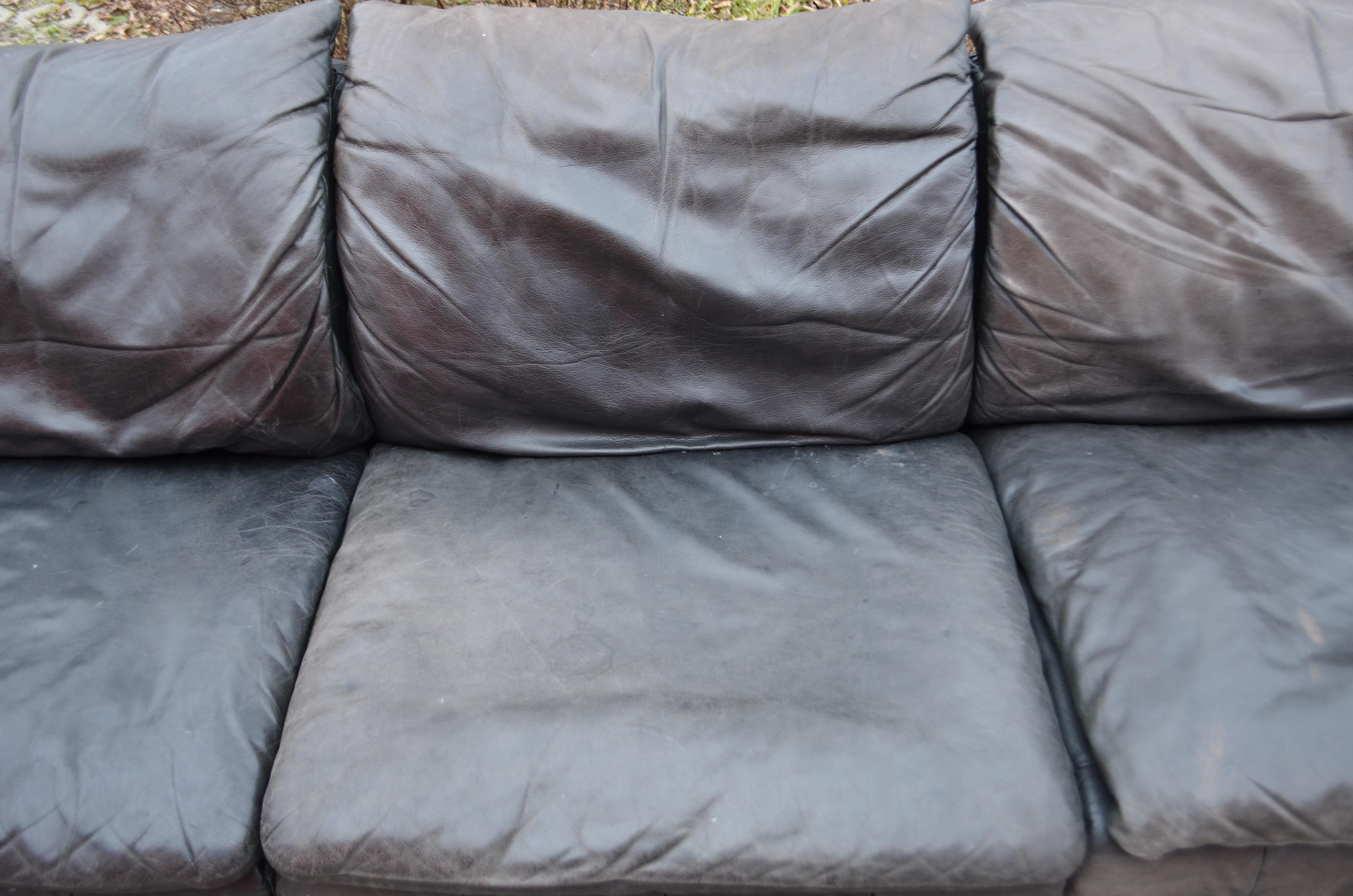 Canapé modulaire sectionnel en cuir patchwork vintage Laauser, 1970 Bon état - En vente à Munich, Bavaria