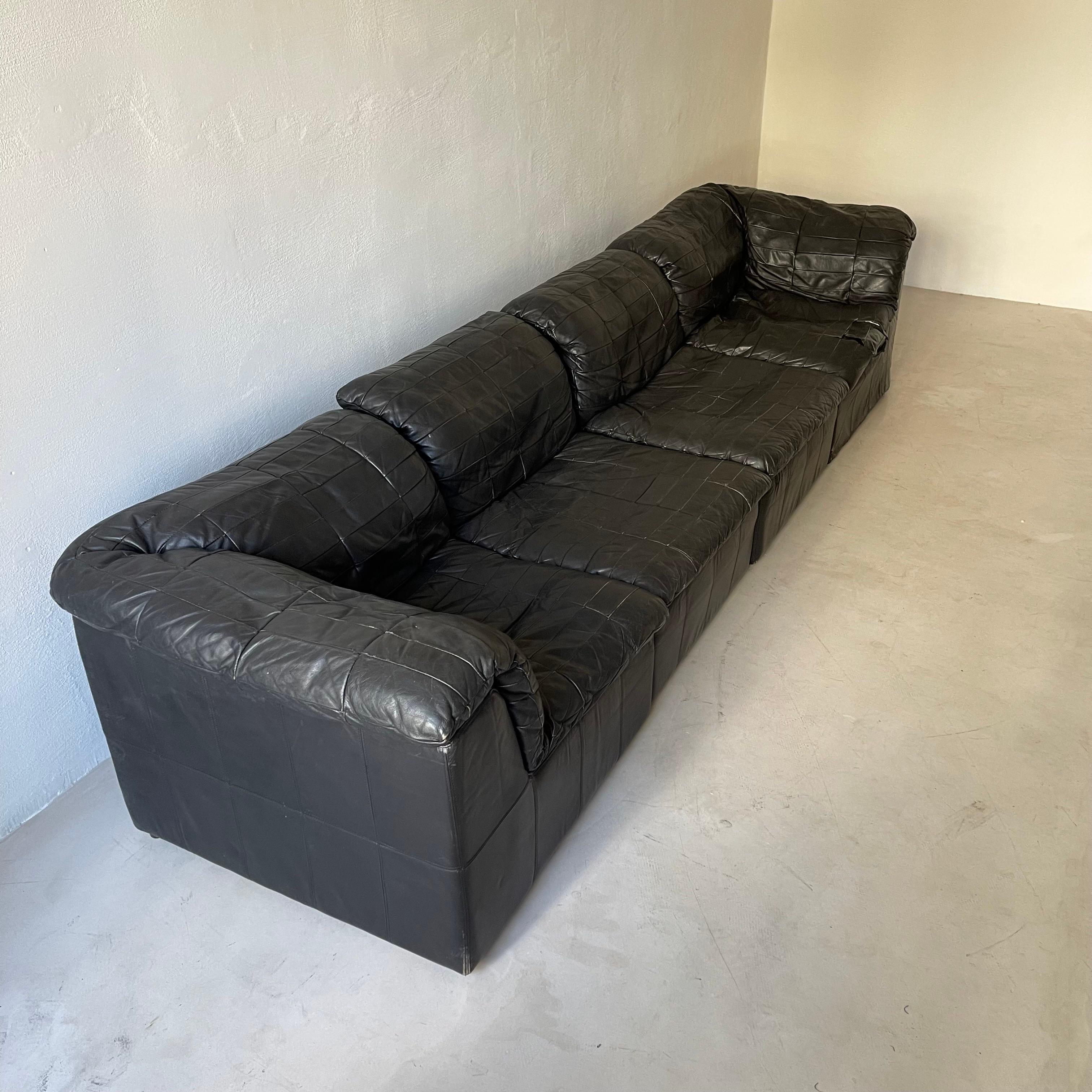 Laauser Vintage Leather Patchwork Sectional Sofa Modular, 1970s In Good Condition For Sale In Vienna, AT