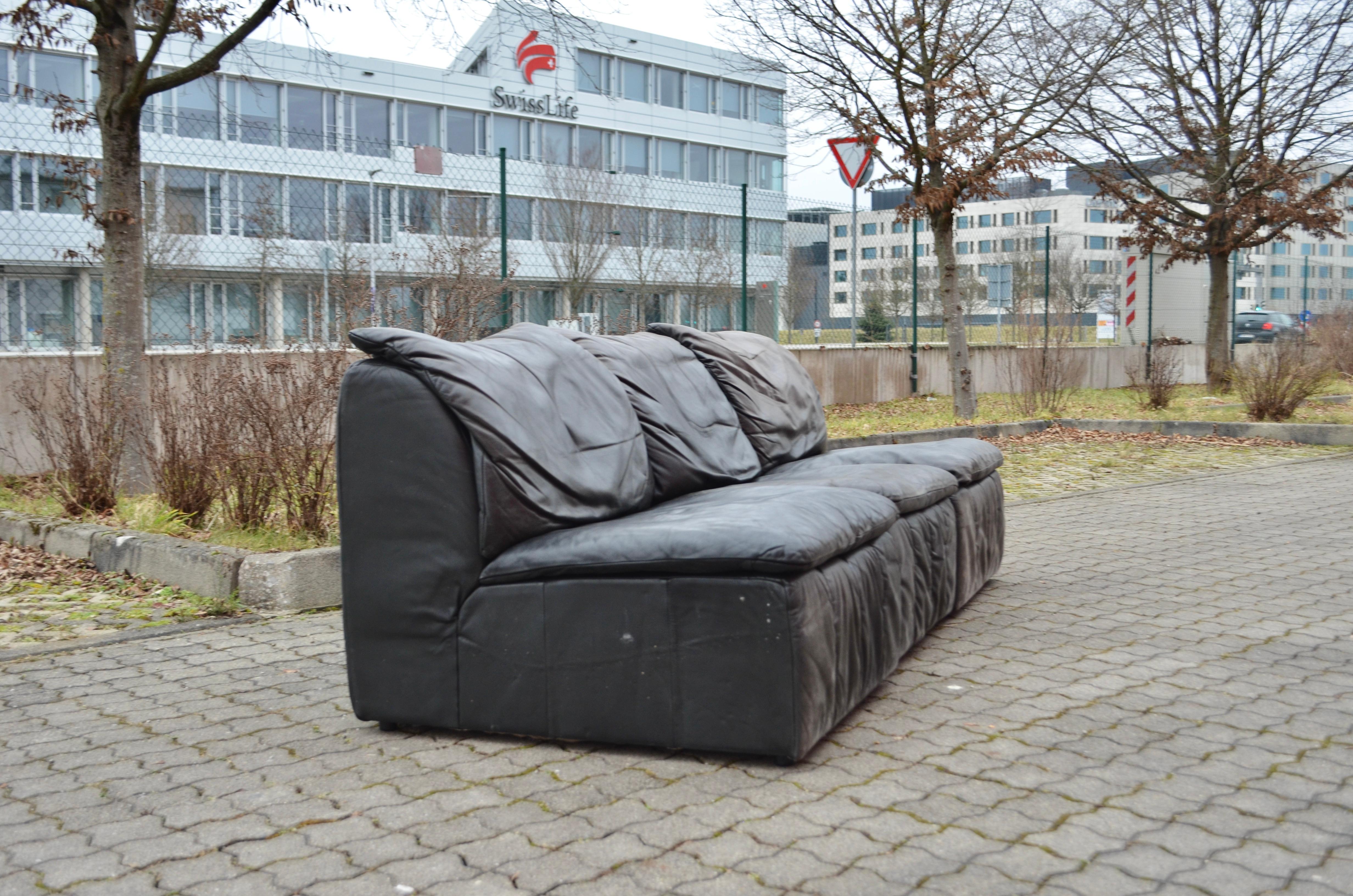 Cuir Canapé modulaire sectionnel en cuir patchwork vintage Laauser, 1970 en vente