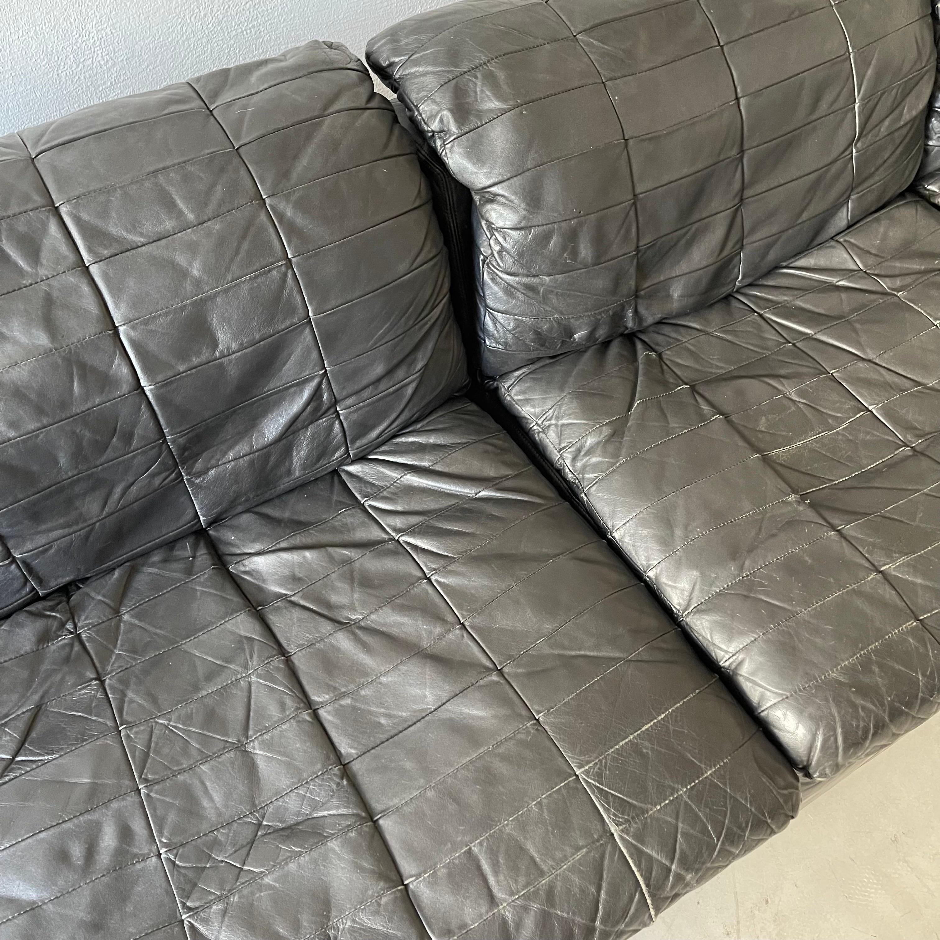 Laauser Vintage Leather Patchwork Sectional Sofa Modular, 1970s For Sale 1