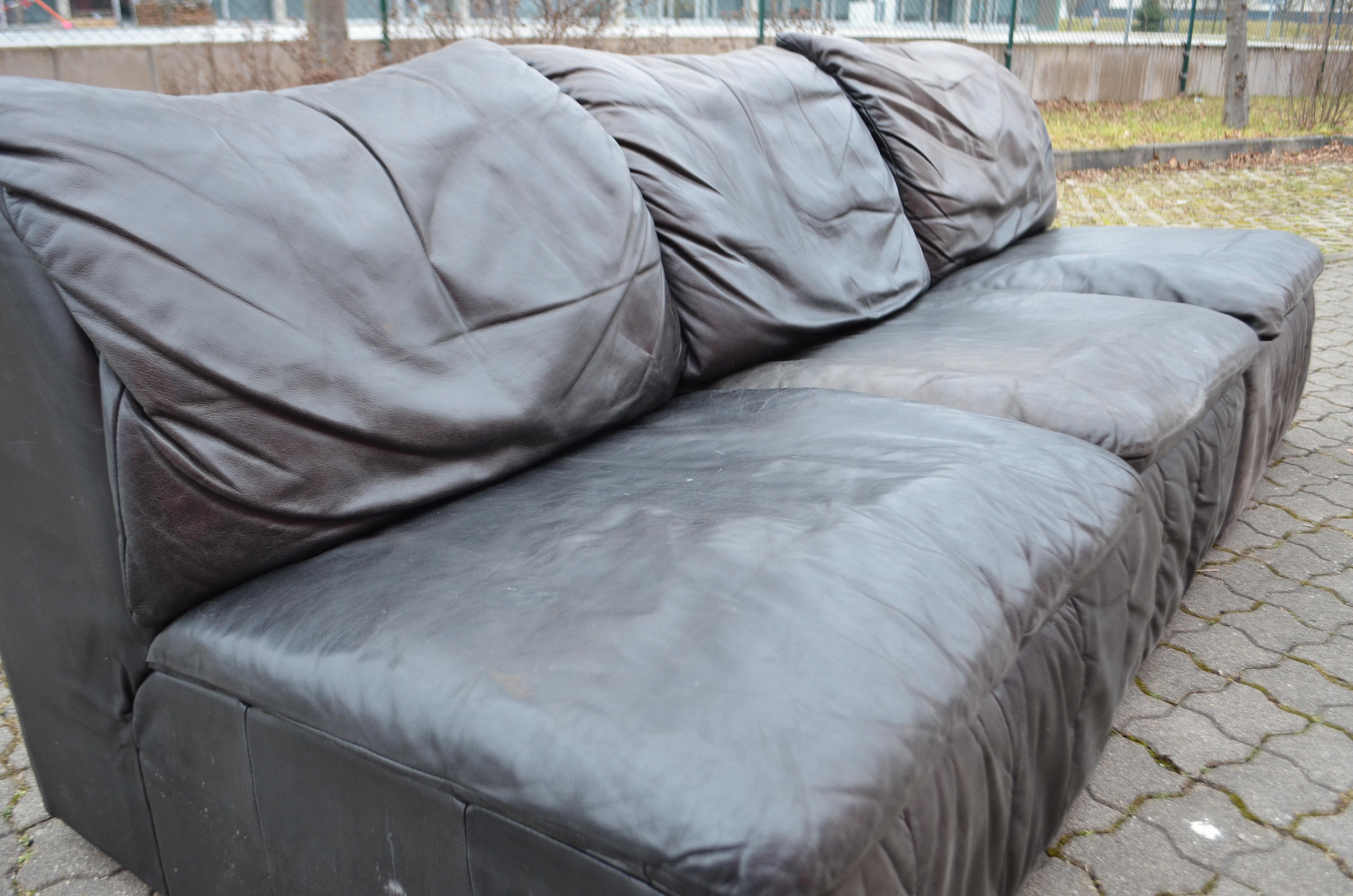 Canapé modulaire sectionnel en cuir patchwork vintage Laauser, 1970 en vente 1