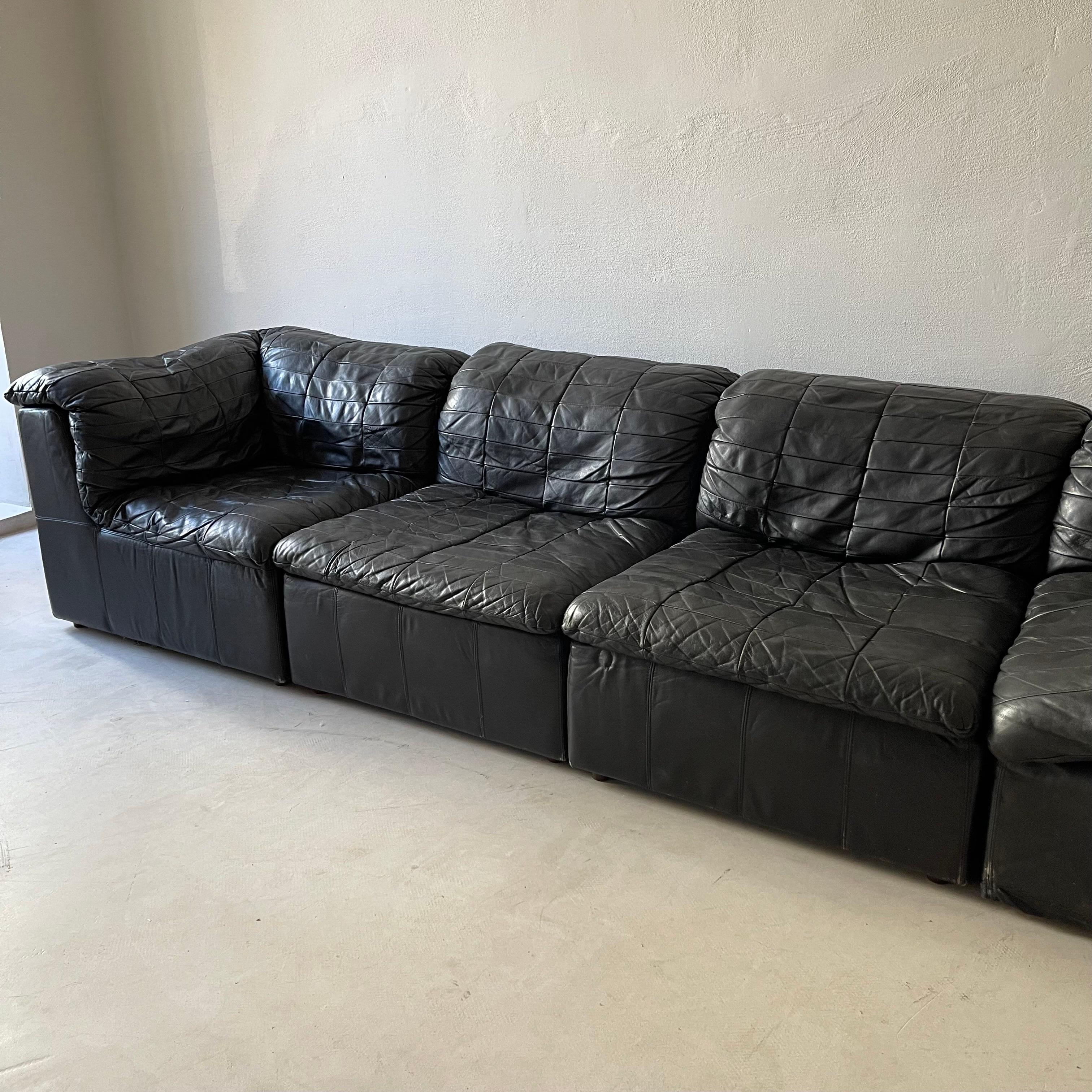 Laauser Vintage Leather Patchwork Sectional Sofa Modular, 1970s For Sale 2