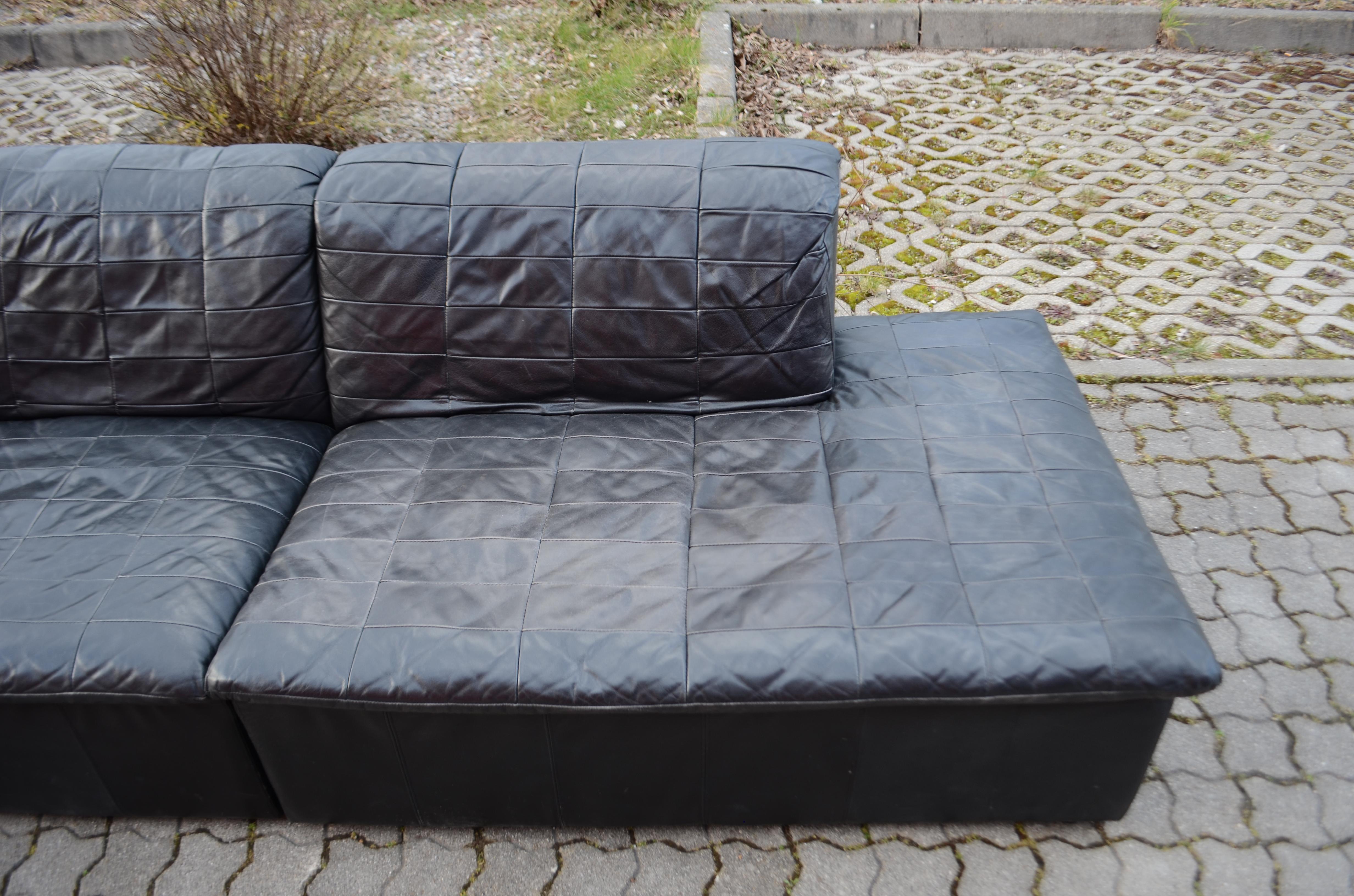 Laauser Vintage Leather Patchwork Sectional Sofa Modular, 1970s 8