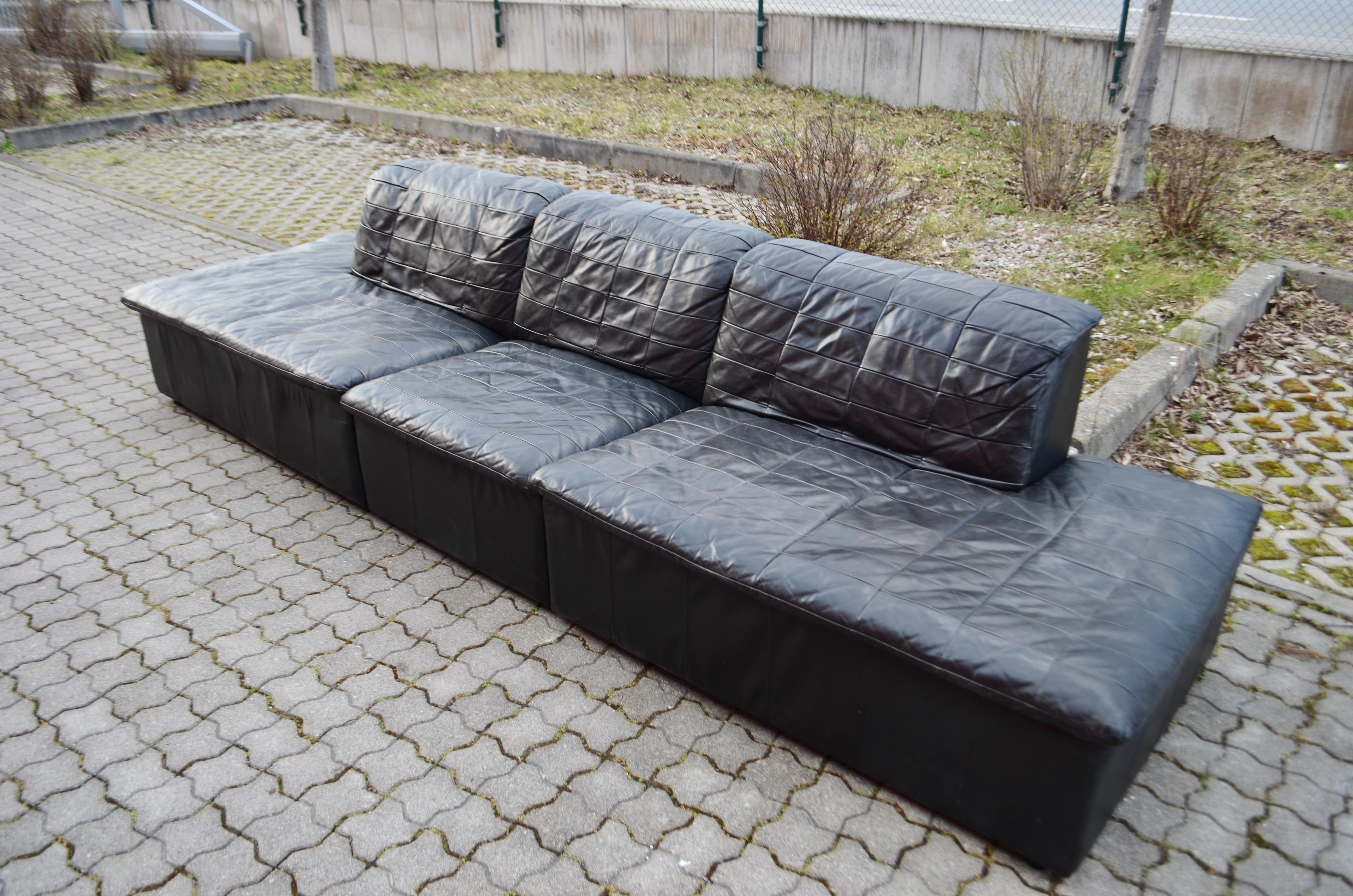 Laauser Vintage Leather Patchwork Sectional Sofa Modular, 1970s 10