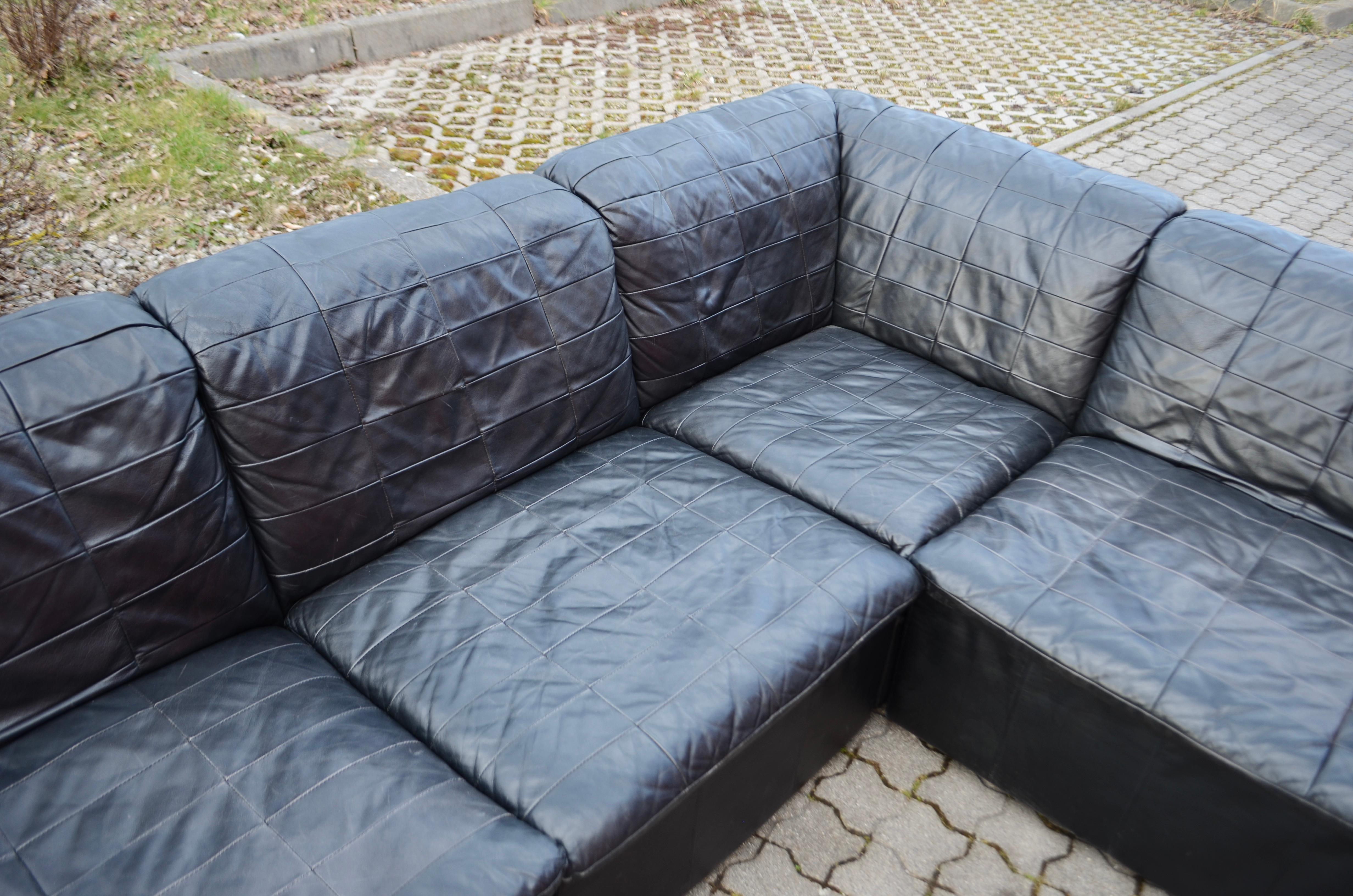 Laauser Vintage Leather Patchwork Sectional Sofa Modular, 1970s 13