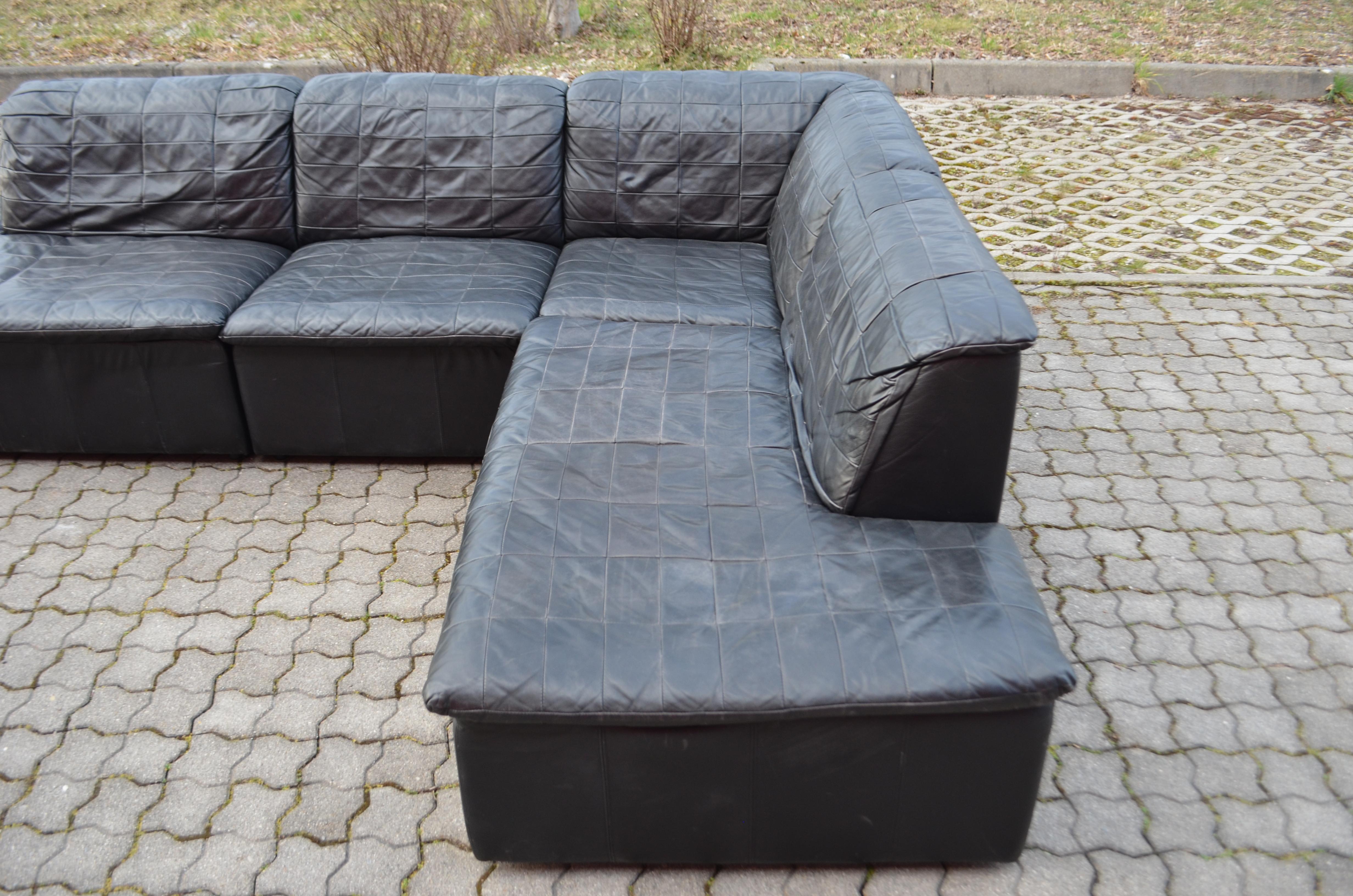 Late 20th Century Laauser Vintage Leather Patchwork Sectional Sofa Modular, 1970s