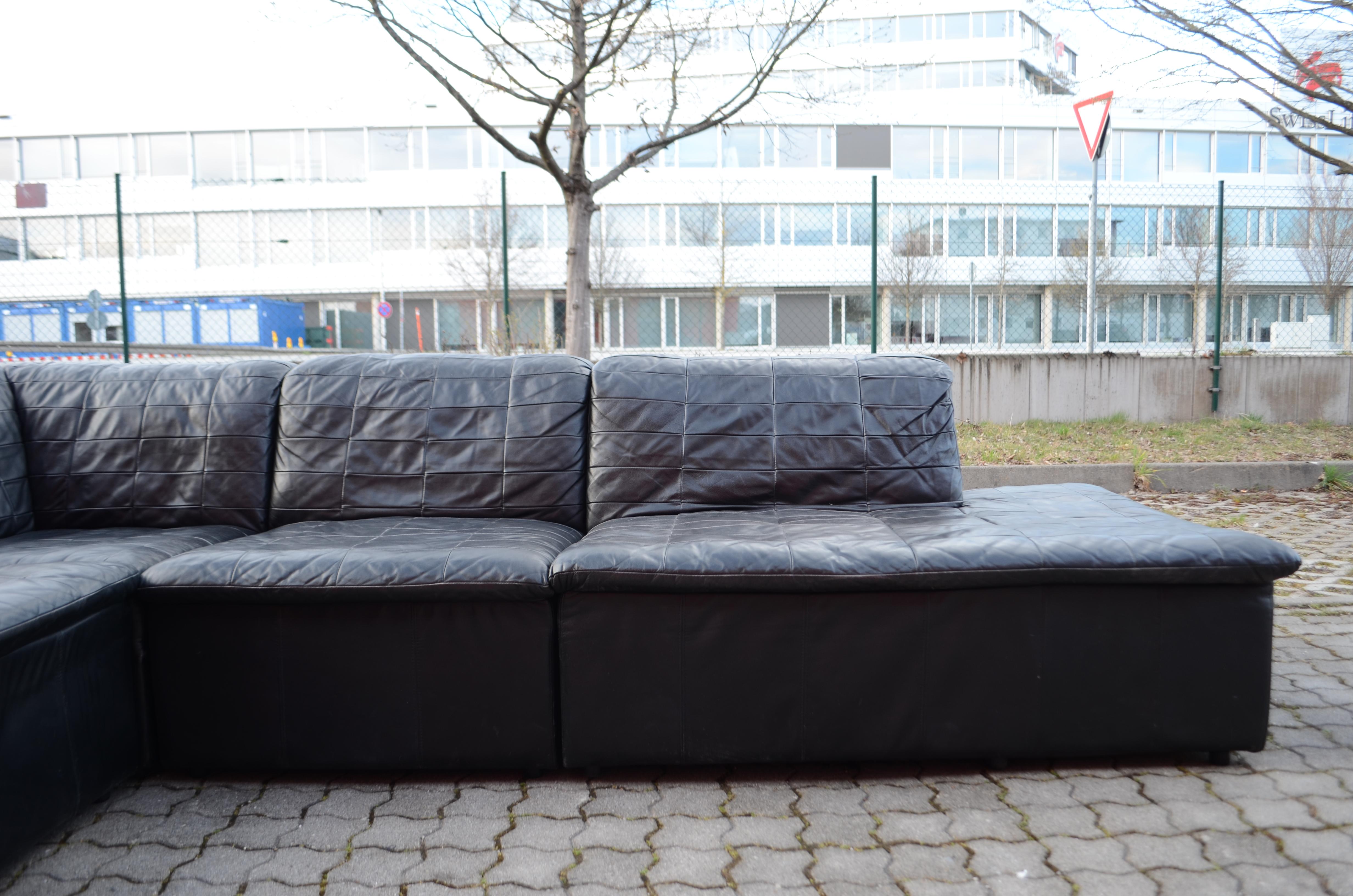 Laauser Vintage Leather Patchwork Sectional Sofa Modular, 1970s 2