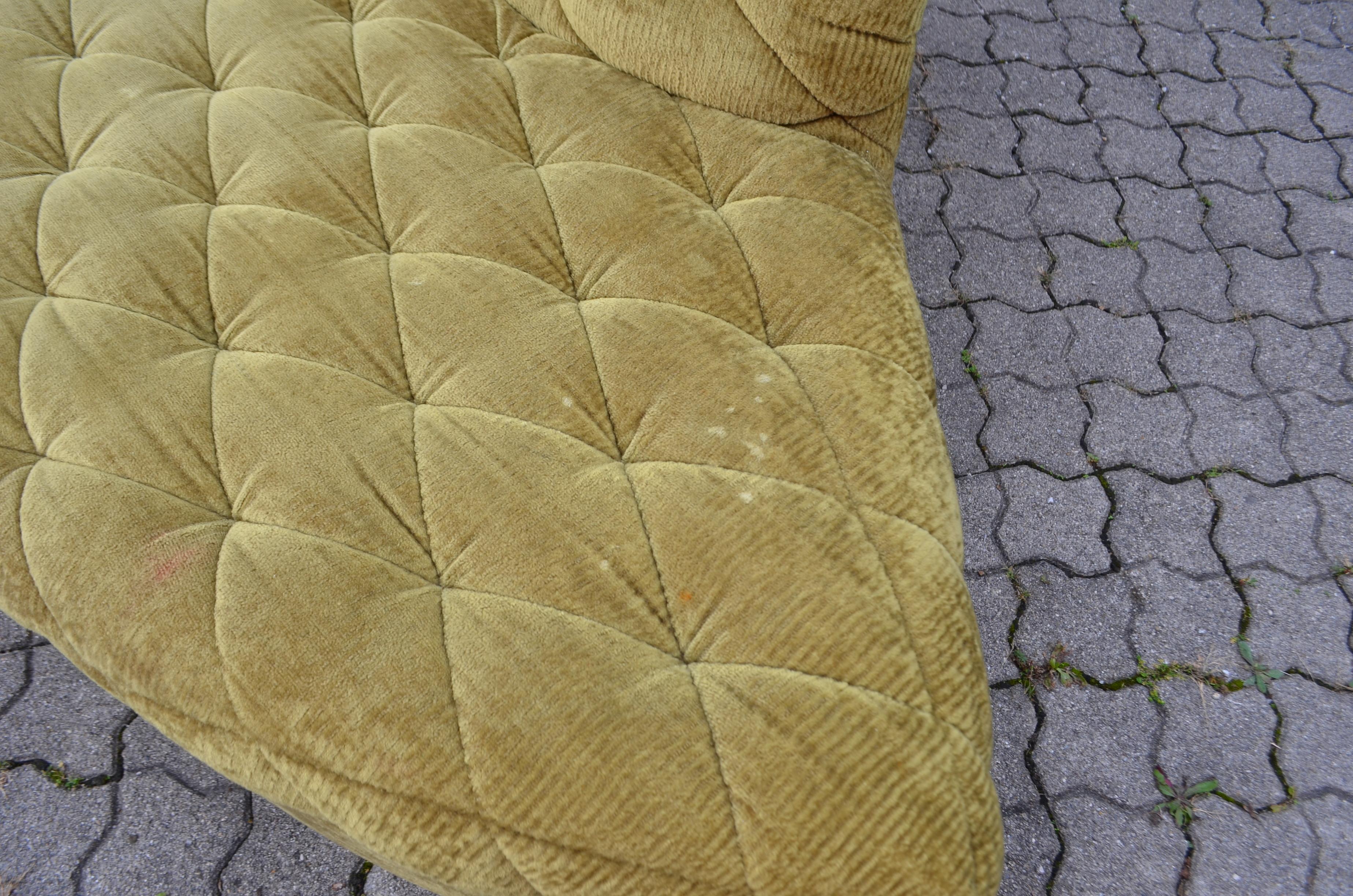 Laauser Vintage Salón Modular Años 70 Terciopelo verde oliva Sofá Seccional en venta 3