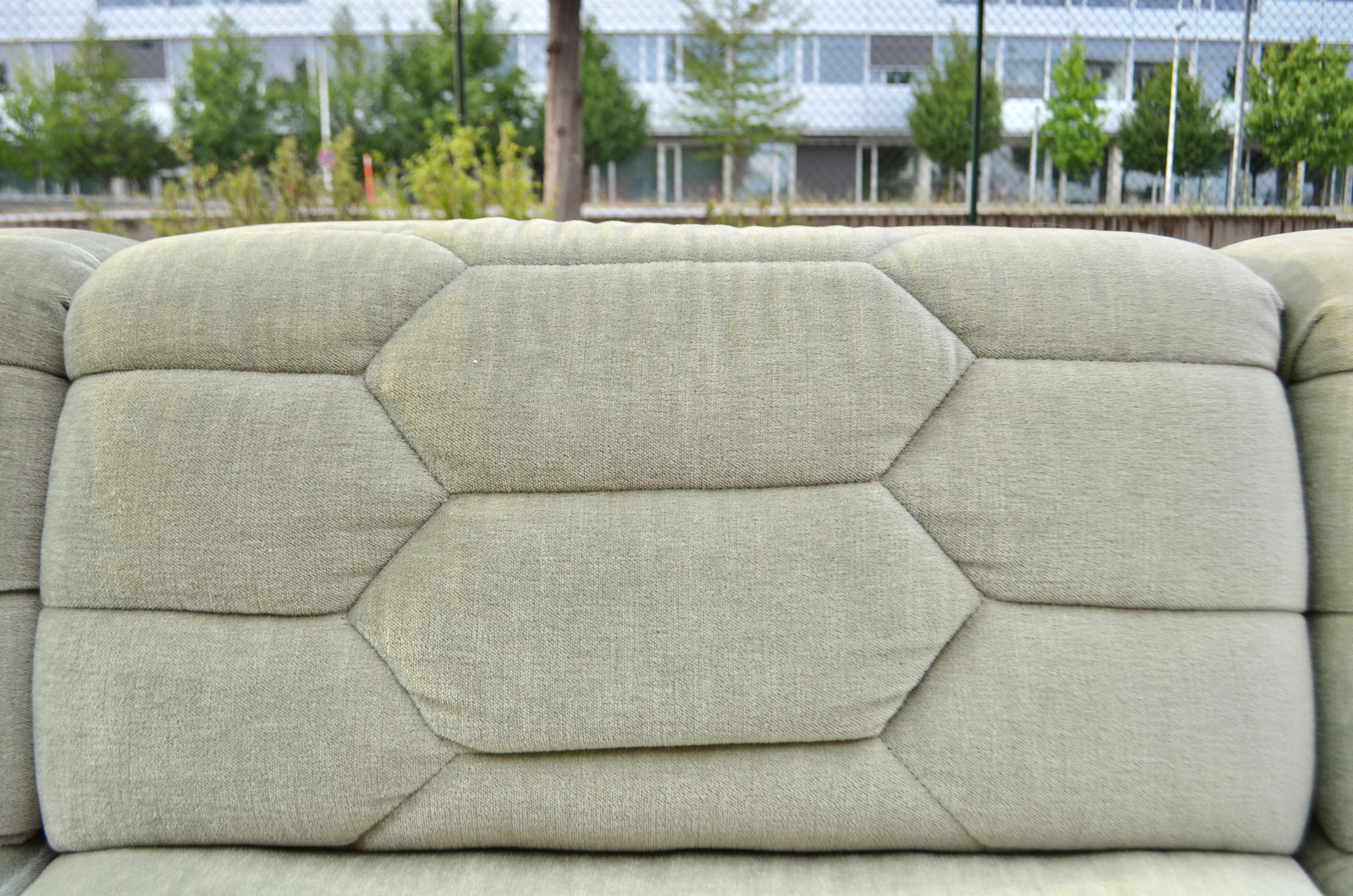 Laauser Vintage Living Room Suite Modular 70s Mohair Green Sectional Sofa In Good Condition In Munich, Bavaria