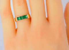 Lab baguette emeralds 14k gold half eternity ring