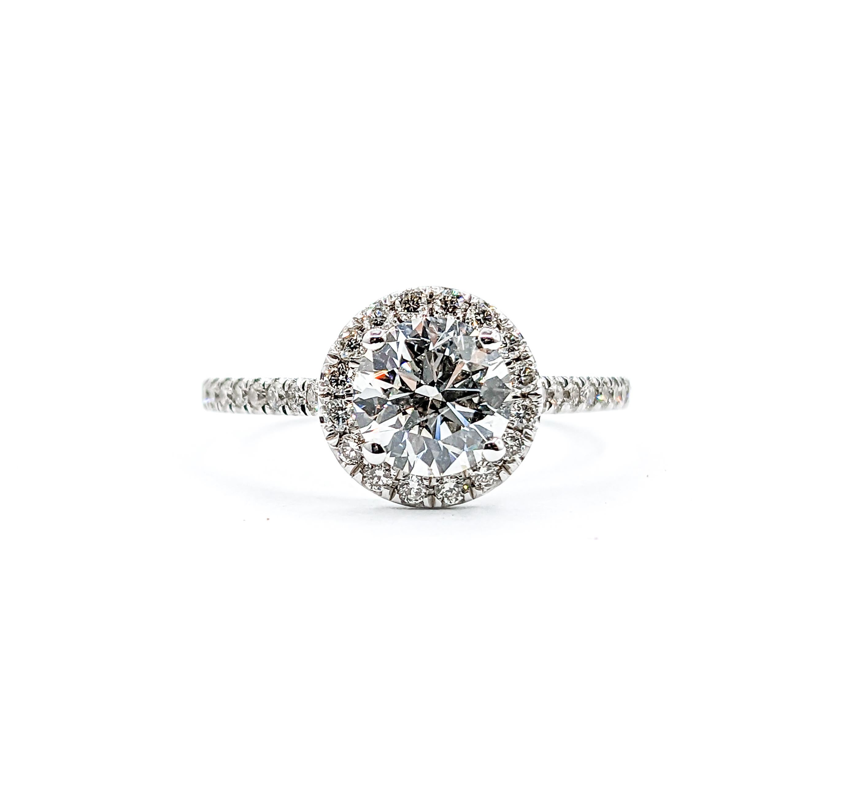 Lab-Created 1.00ct Diamond Halo Engagement Ring in White Gold For Sale 5