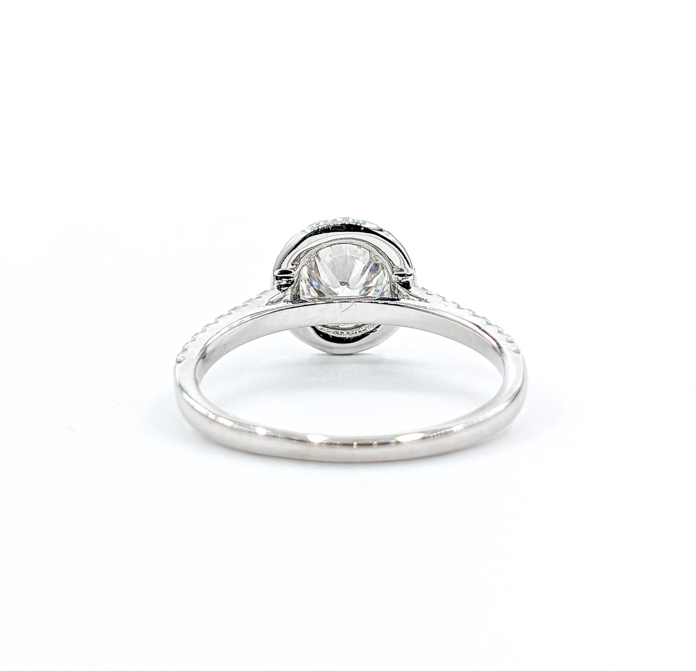 Lab-Created 1.00ct Diamond Halo Engagement Ring in White Gold For Sale 2