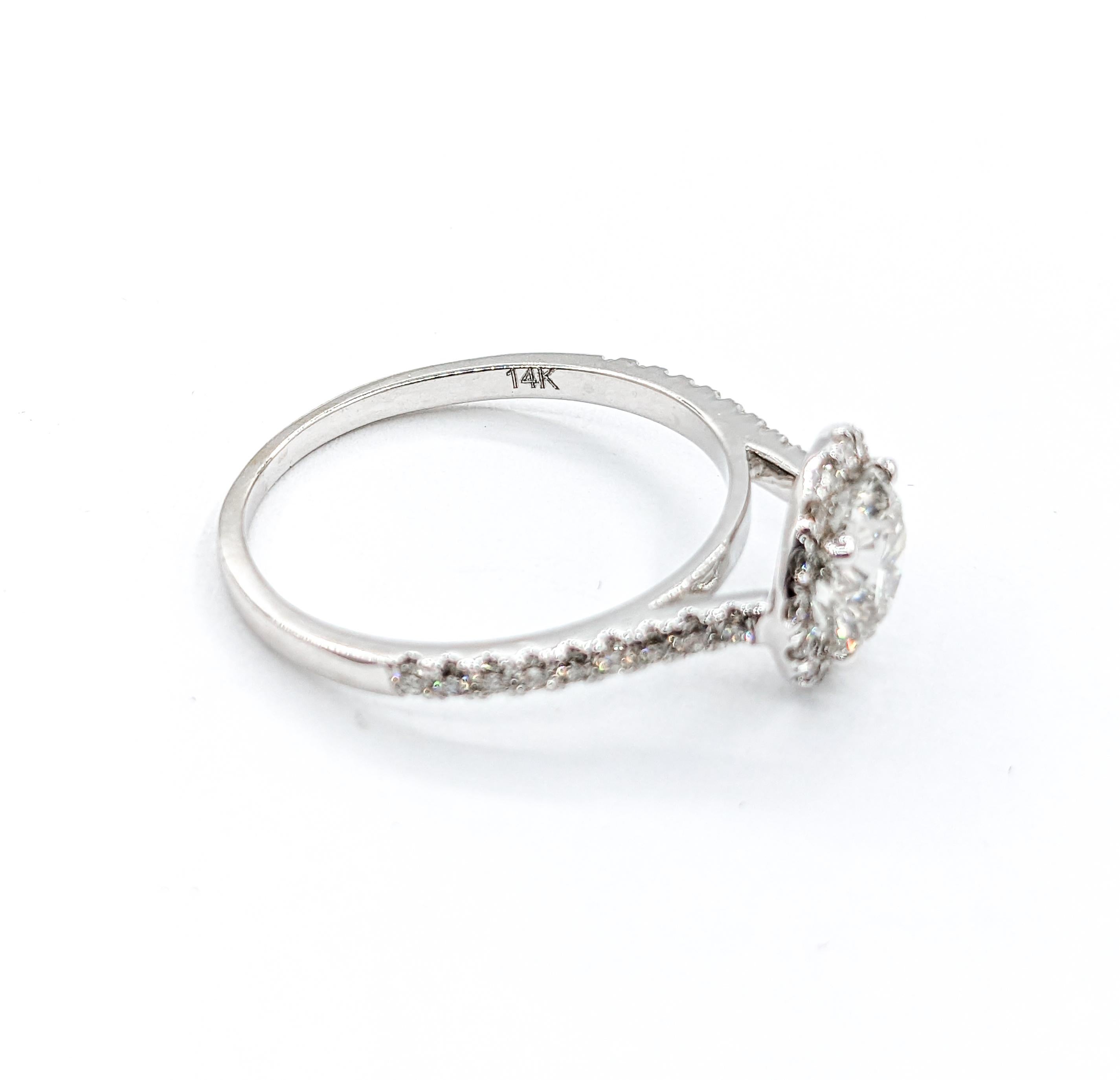 Lab-Created 1.00ct Diamond Halo Engagement Ring in White Gold For Sale 3