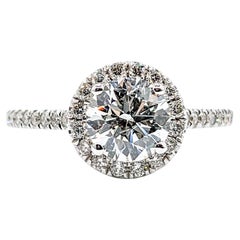 Used Lab-Created 1.00ct Diamond Halo Engagement Ring in White Gold