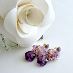 Lab Created Alexandrite Cluster Earrings Tourmaline Amethyst Moss Ruby Scorolite